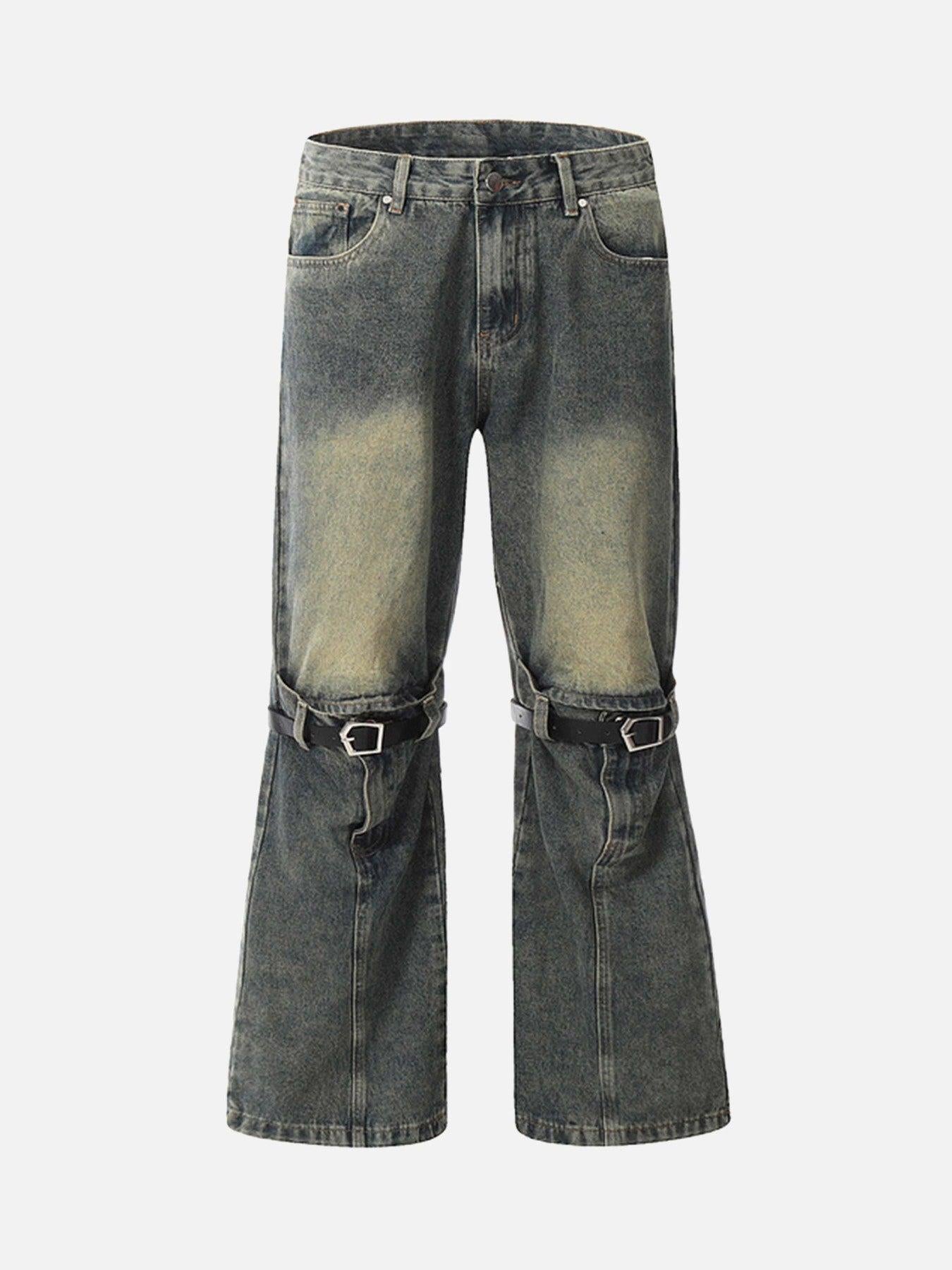 TALISHKO Patchwork Tie Design Micro Flare Jeans