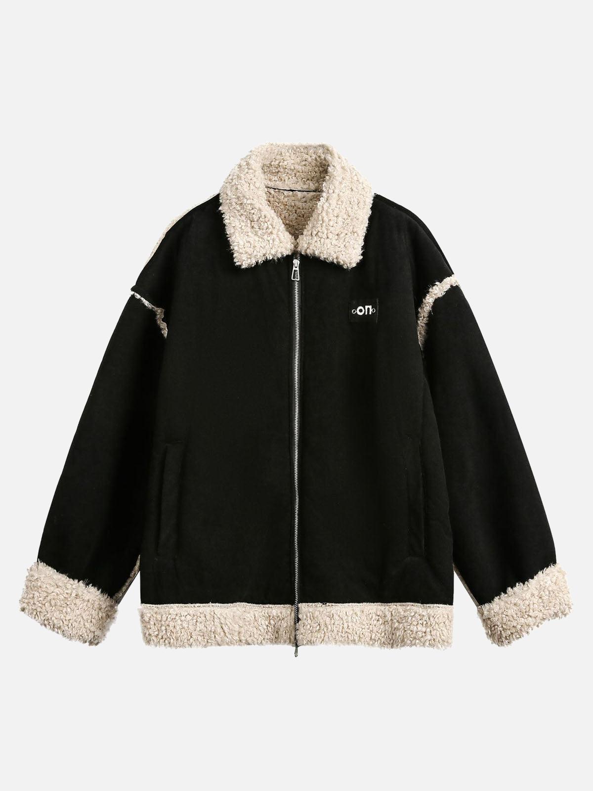 TALISHKO Fur Collar Zip Up Sherpa-Lined Jacket