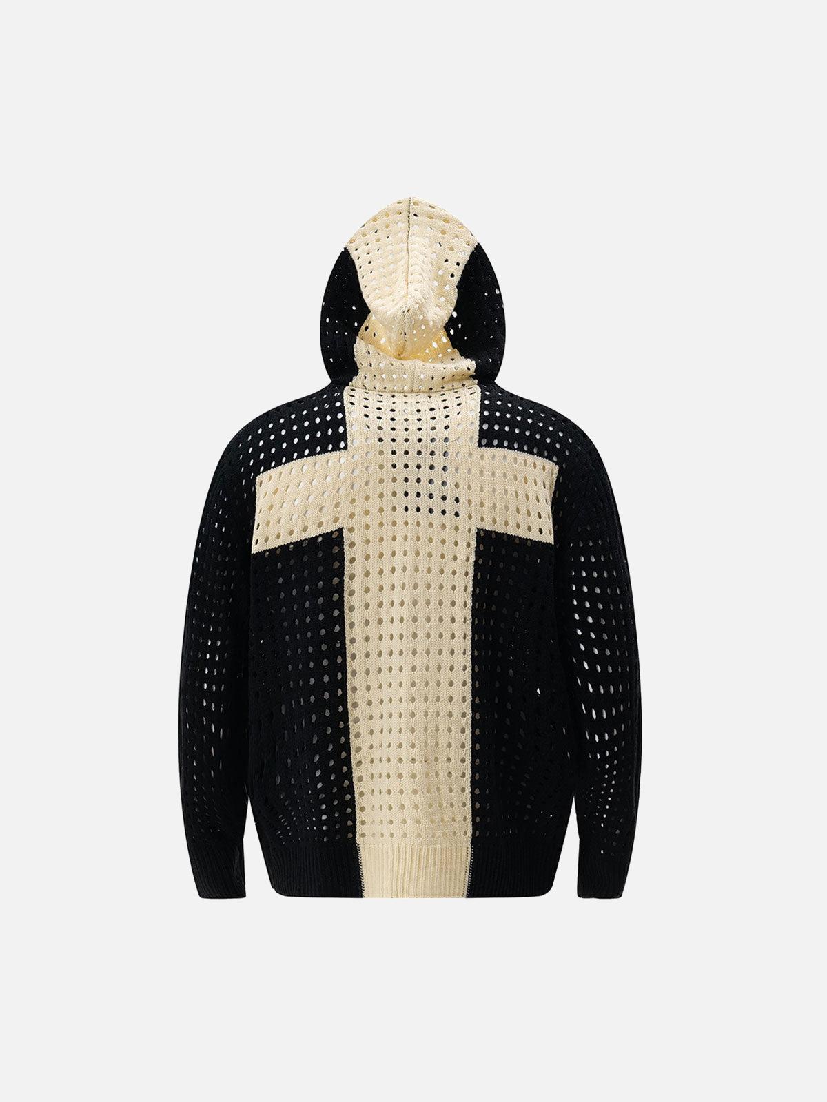 TALISHKO Cross Jacquard Full Zipper Hooded Jacket