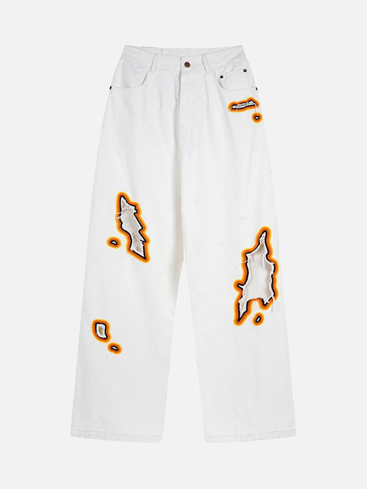 TALISHKO Street Flame Towel Embroidered Jeans