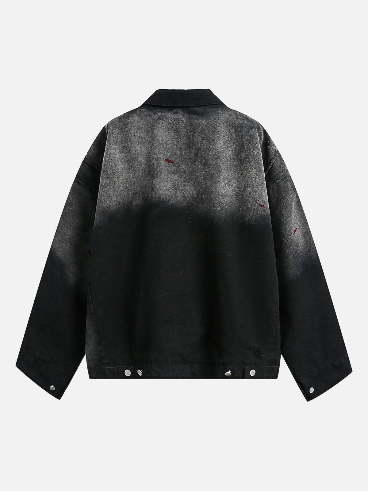 TALISHKO Washed Ink Gradient Ripped Denim Jacket