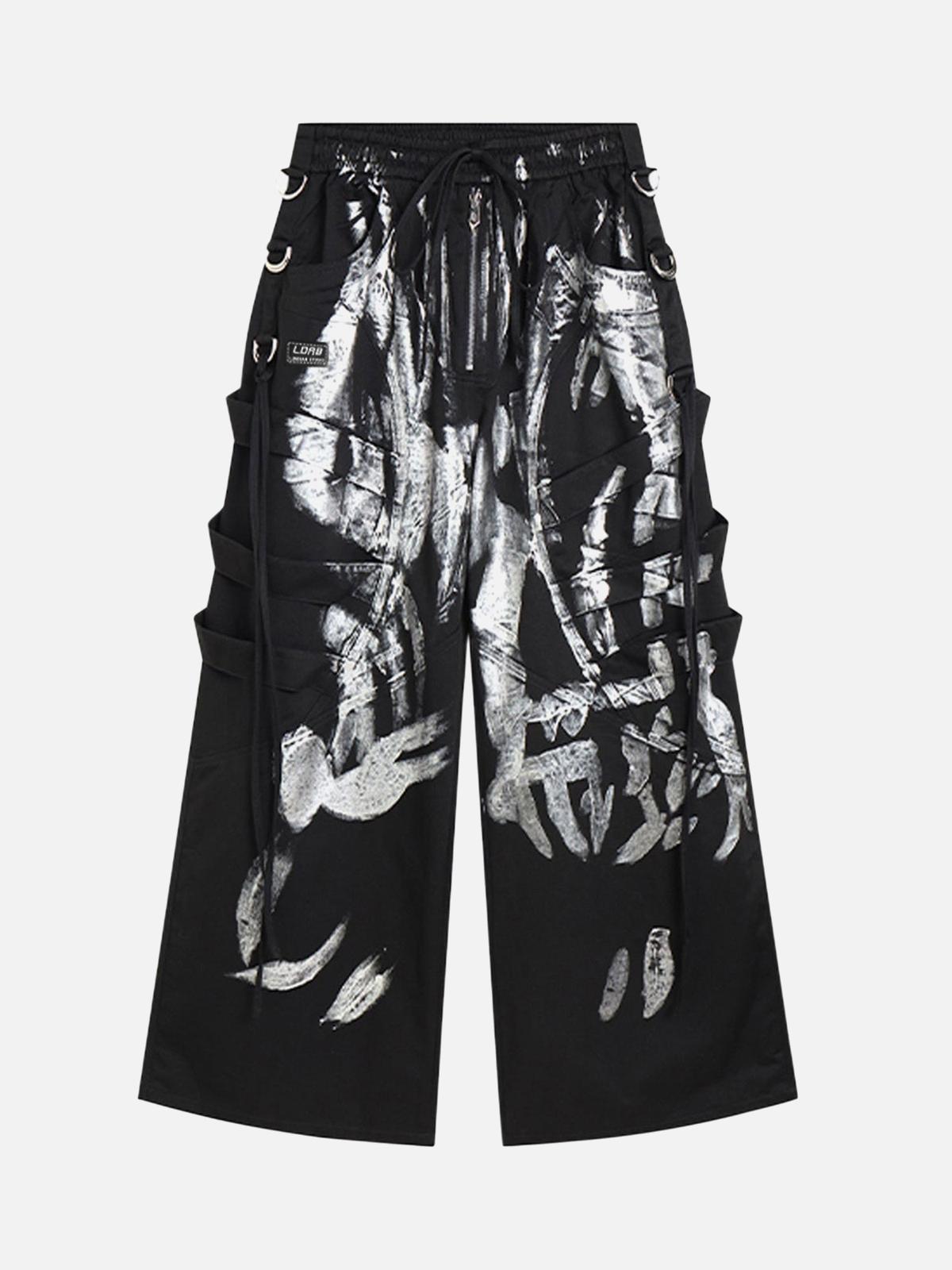 TALISHKO Deconstructed Brushed Silver Ribbon Drawstring Pant