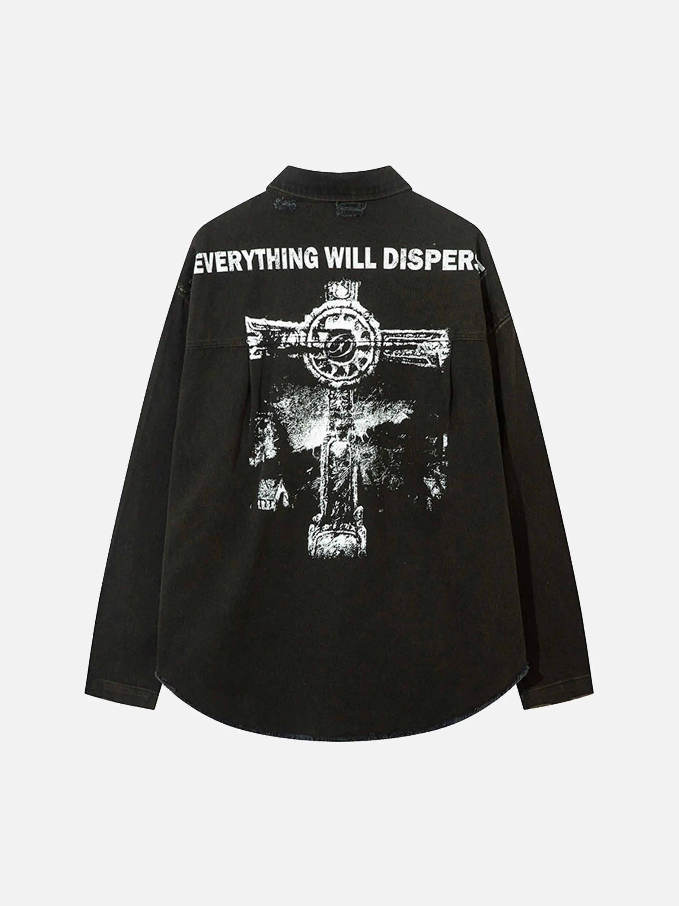 TALISHKO American Retro Raw Edge Cross Long Sleeve Shirt