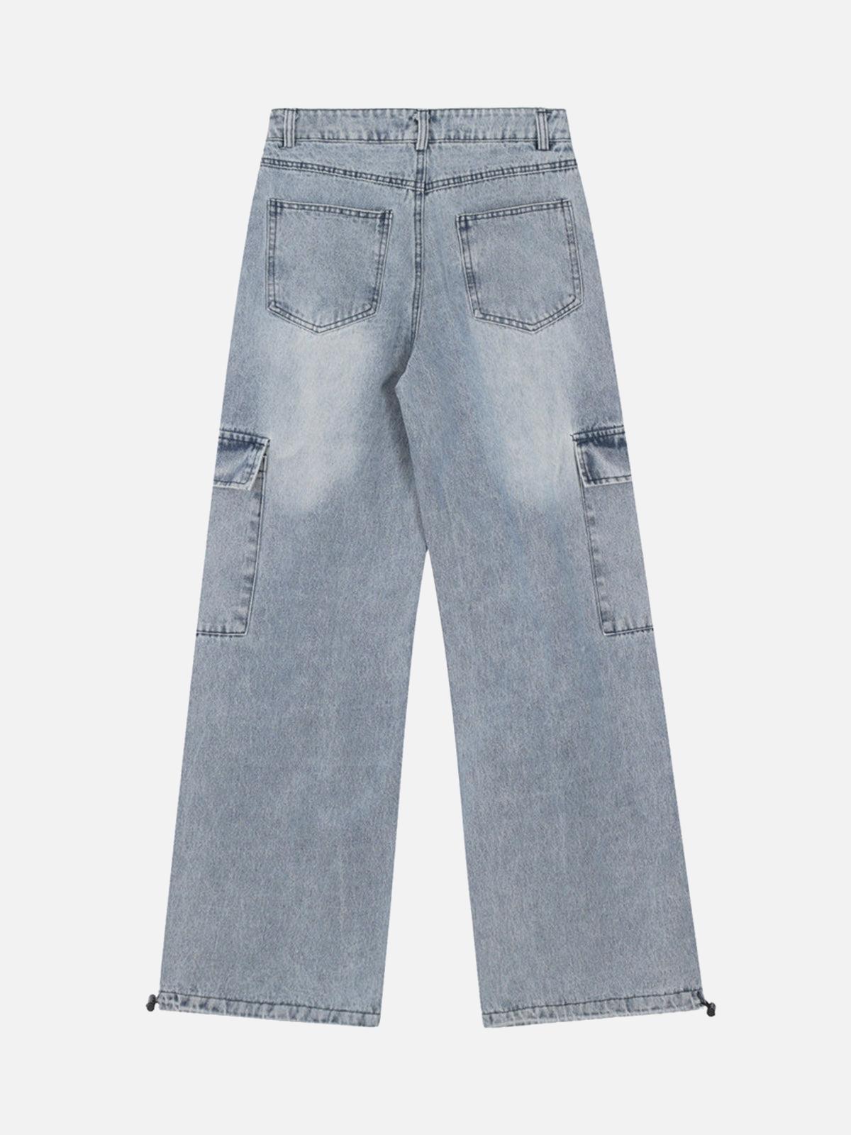 TALISHKO Side-Scarf Pleated Baggy Jeans