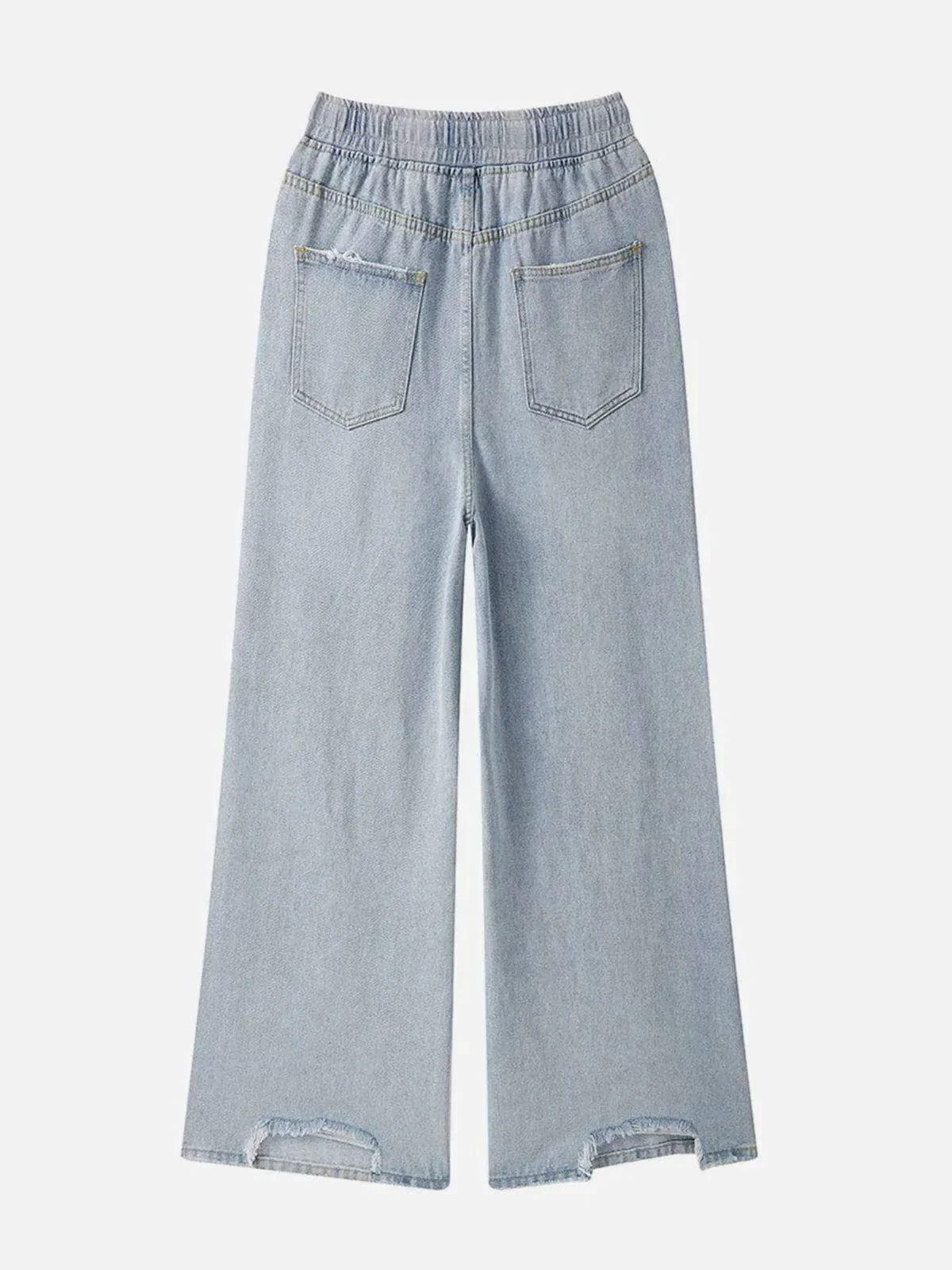 TALISHKO Ripped Denim Wide Leg Pants