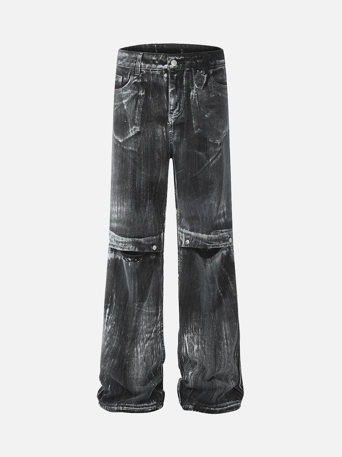 TALISHKO Street Batik Deconstructed Split Jeans