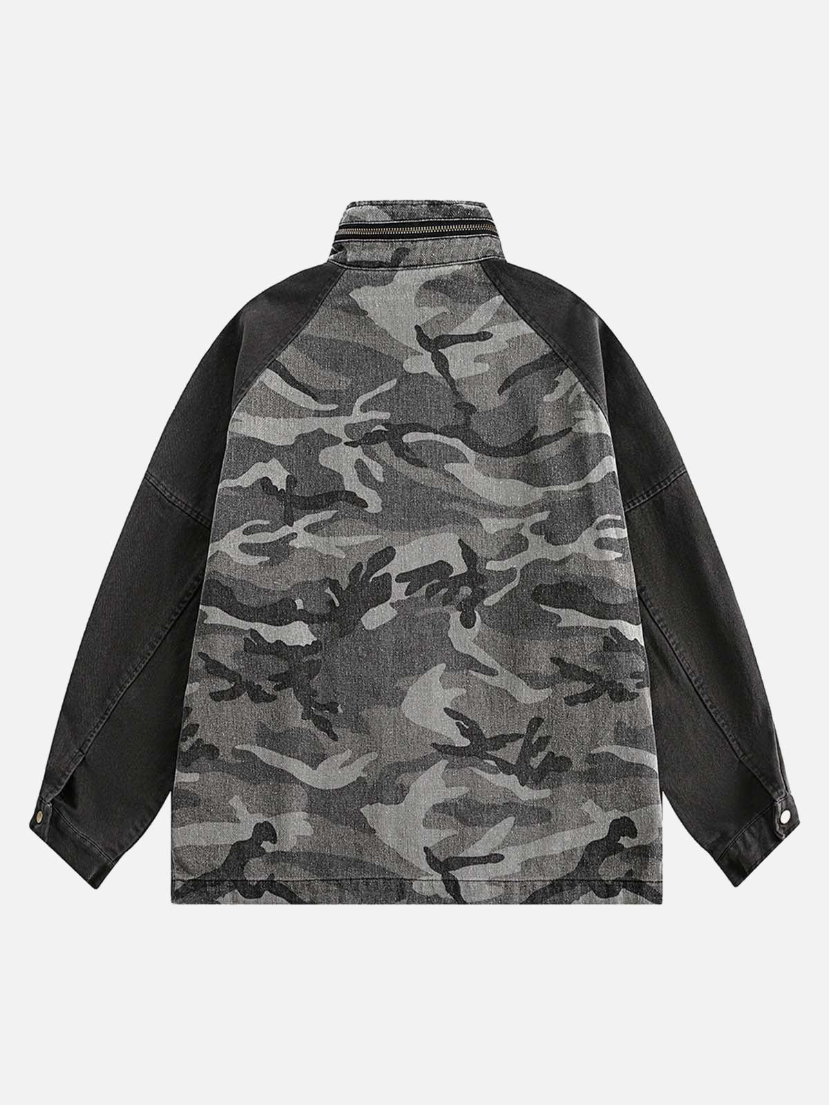 TALISHKO Camouflage Stitching Stand Collar Military Jacket