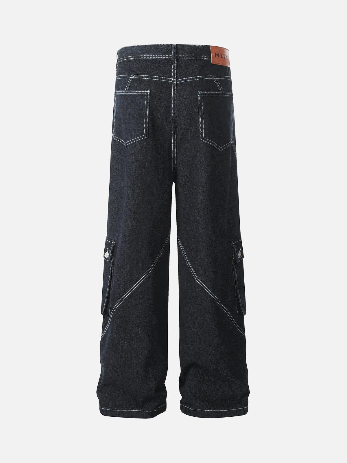 TALISHKO Deconstructed Multi-Pocket Cargo Straight Jeans