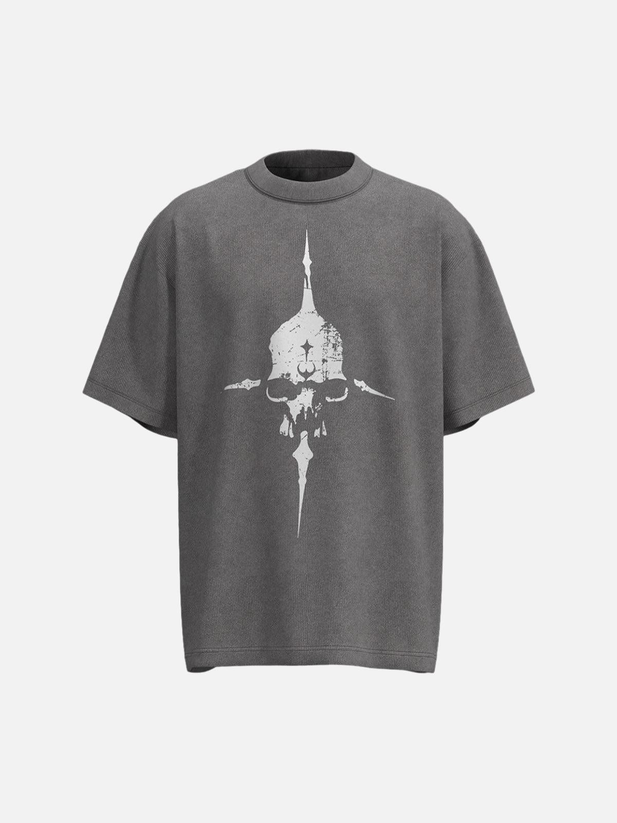 TALISHKO Distressed Skull Cross Graphic T-Shirt