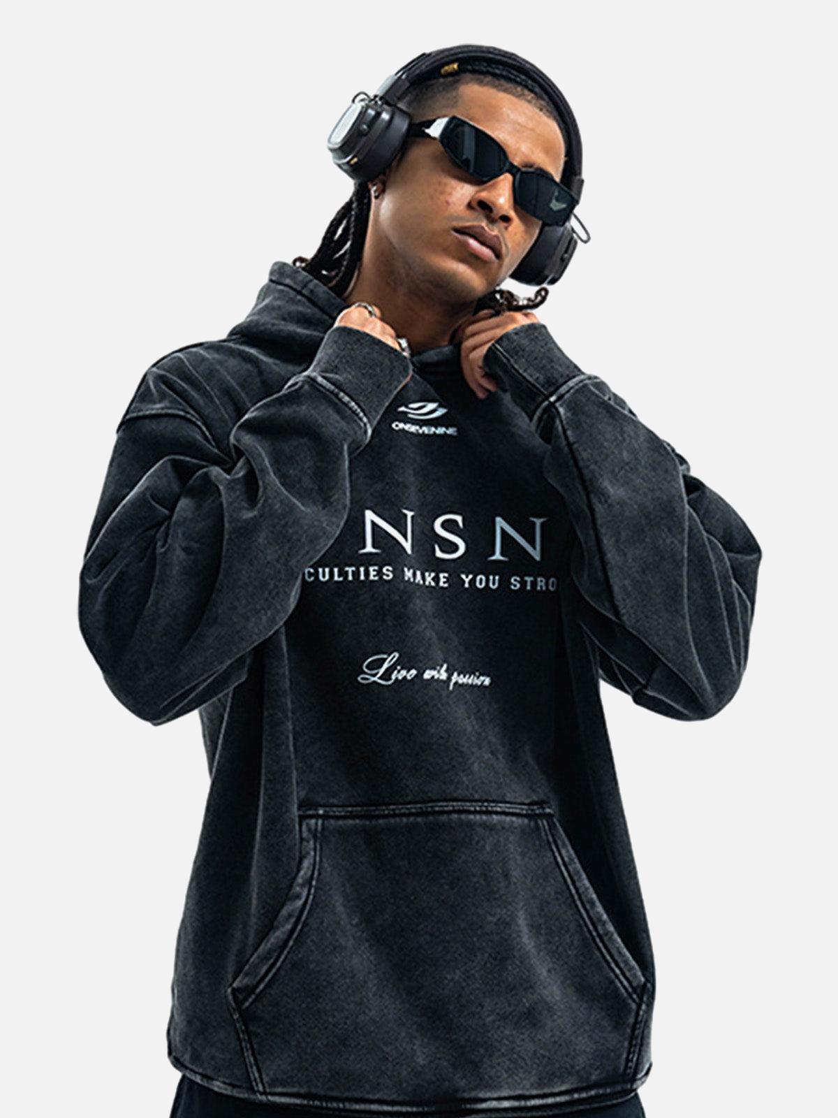 TALISHKO Heavy Washed Print Fleece Hoodie