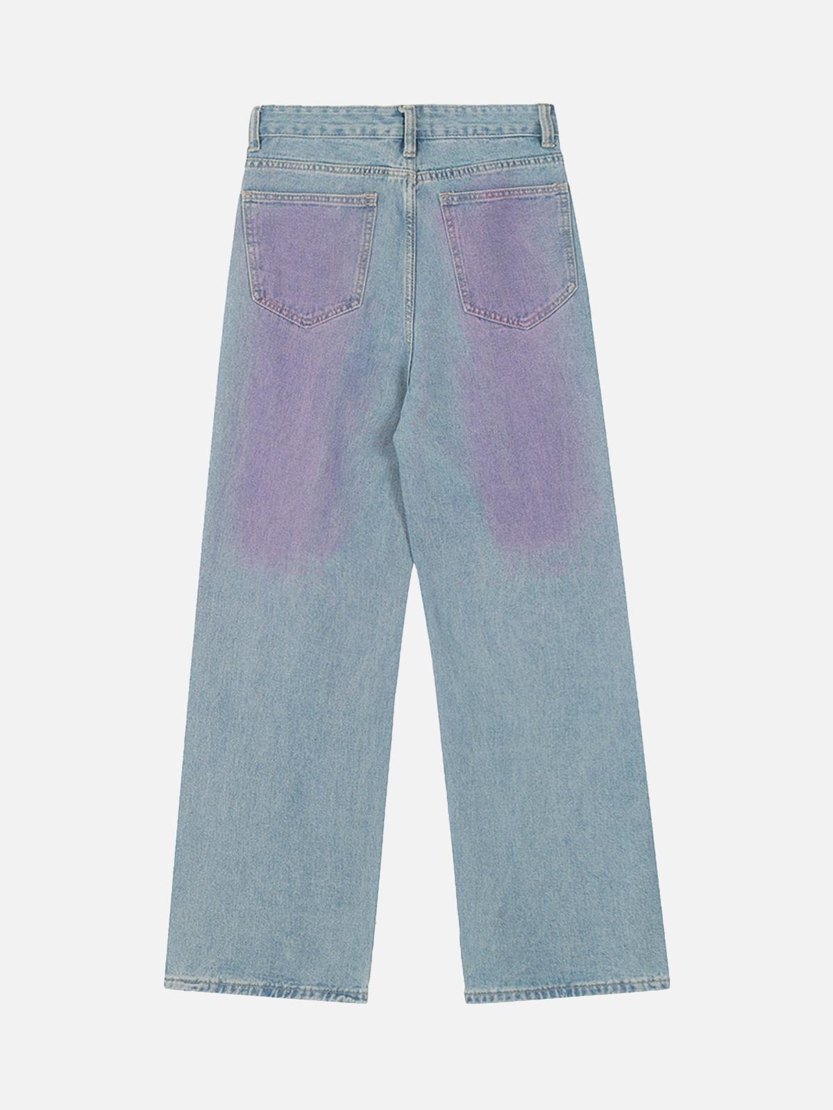 TALISHKO American Retro Spray-Painted Star Embroidered Jeans