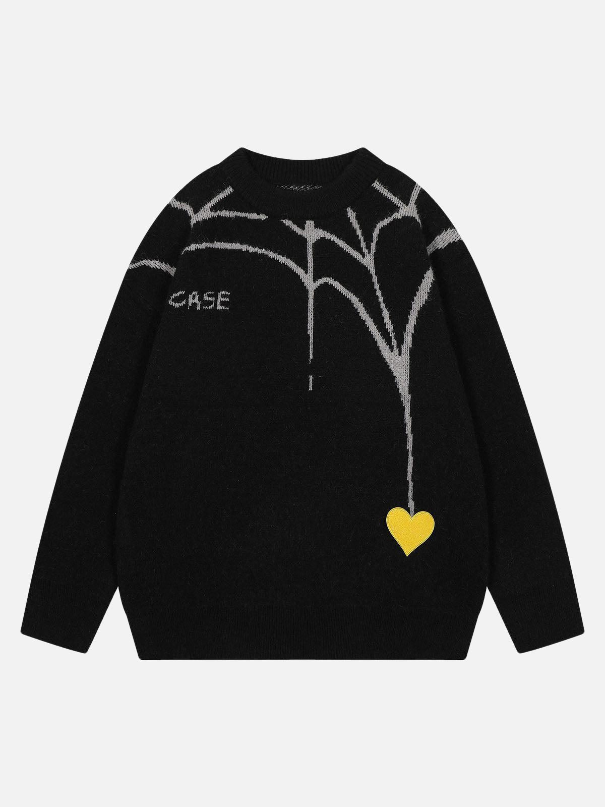 TALISHKO Spider&Heart Knit Crew Neck Sweater