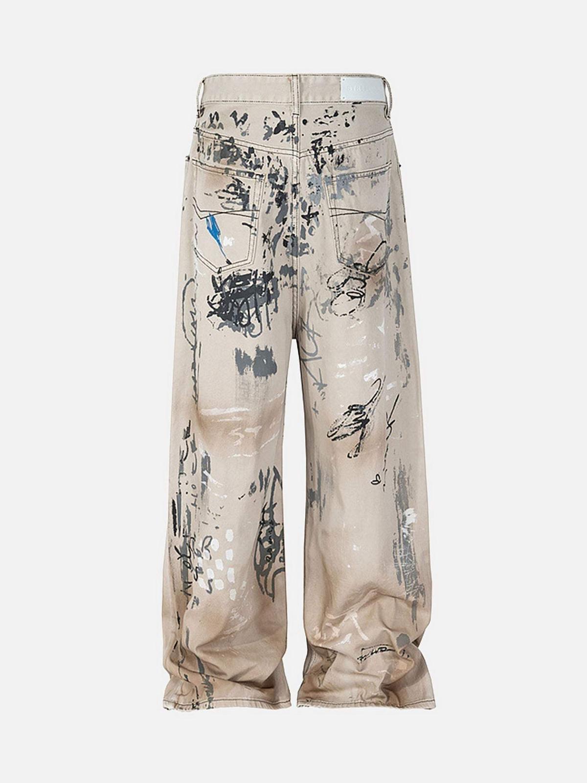 TALISHKO Hand-Painted Graffiti Baggy Jeans