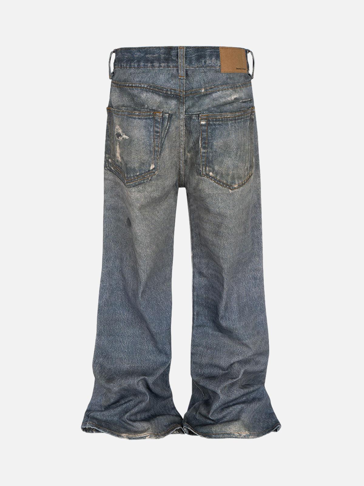 TALISHKO Retro Washed Ripped Flare Jeans