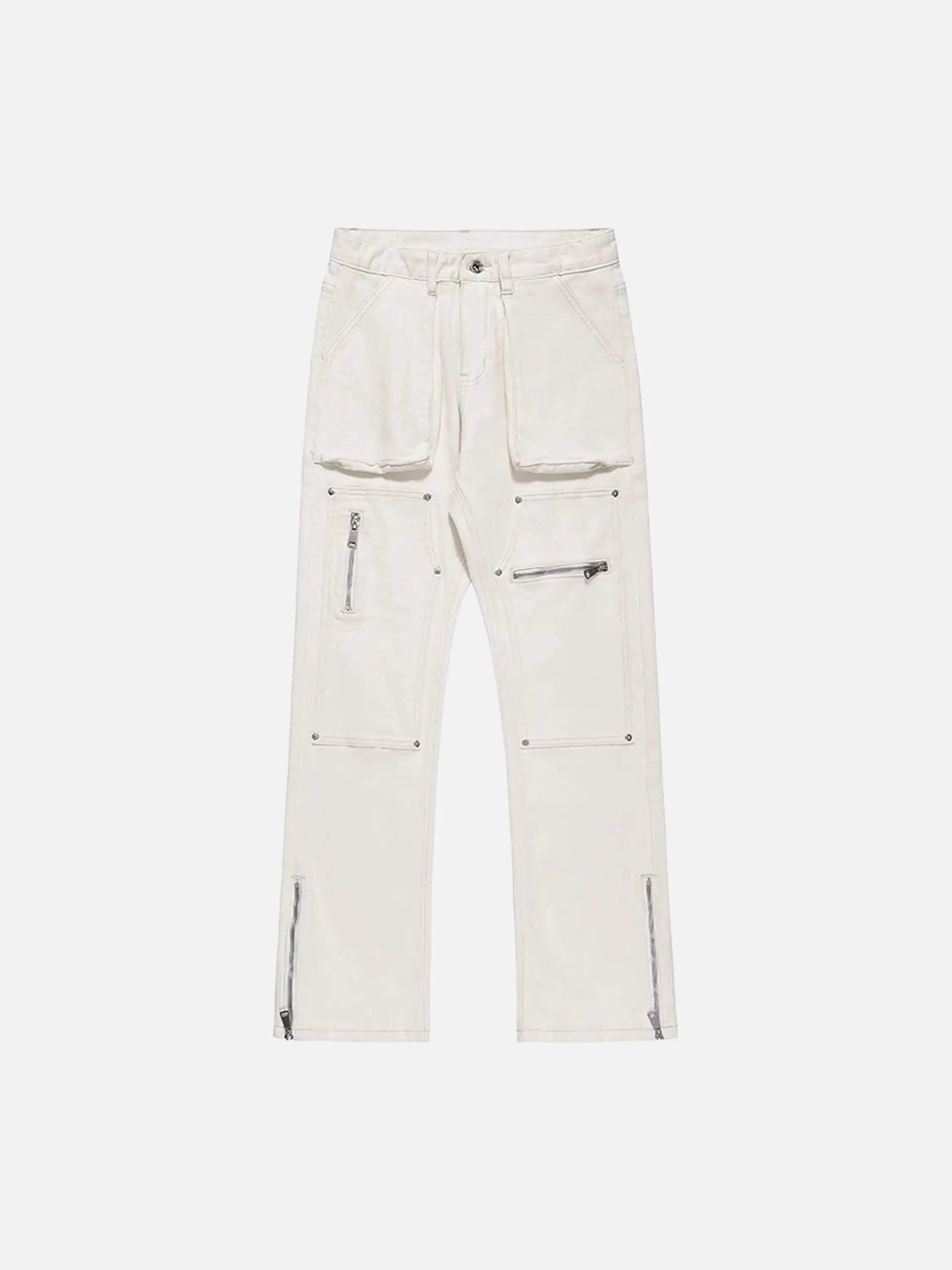 TALISHKO High Street Zipper Niche Design Straight Pants