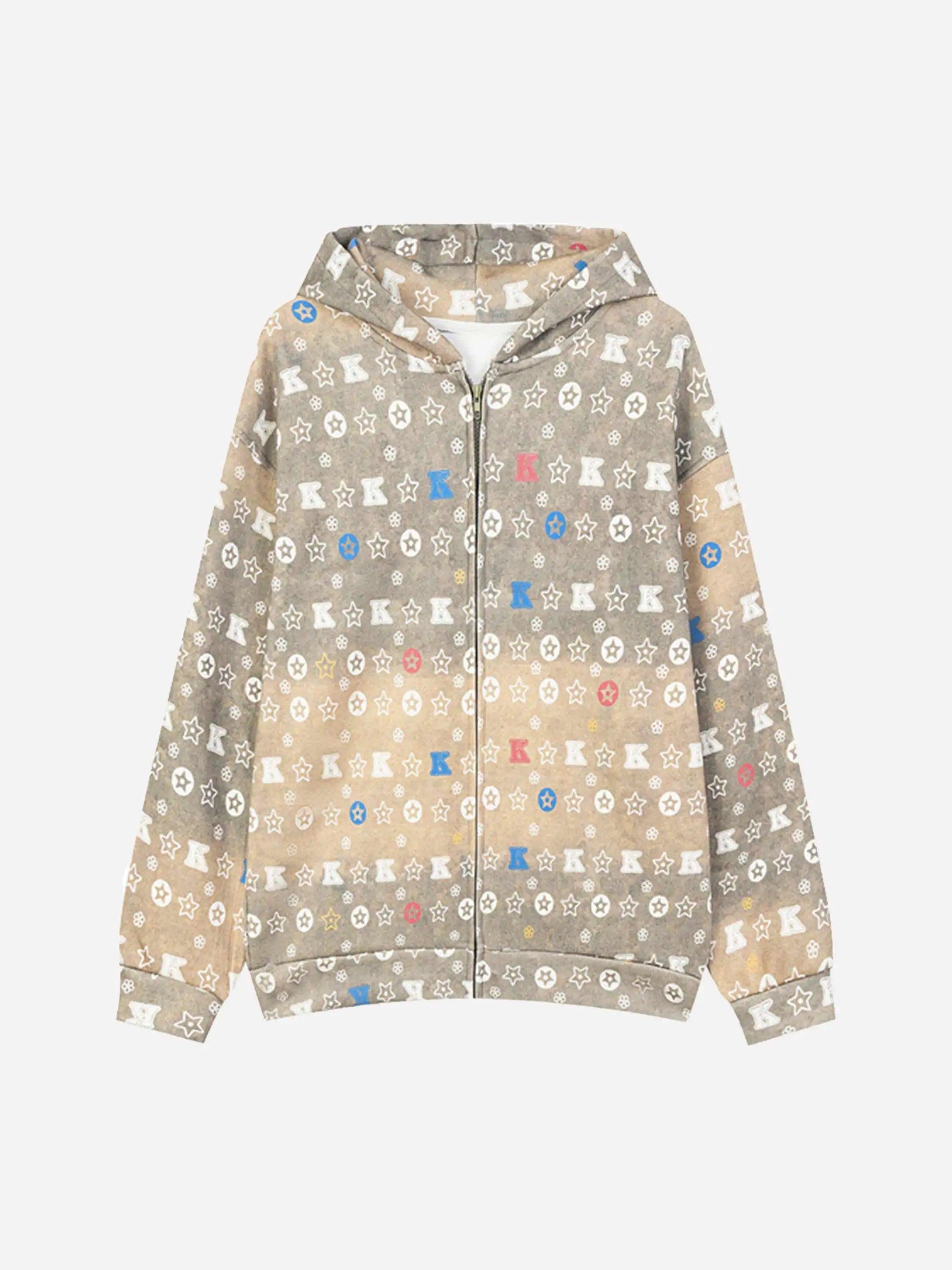 TALISHKO Printing Gradient Zip-Up Hoodie