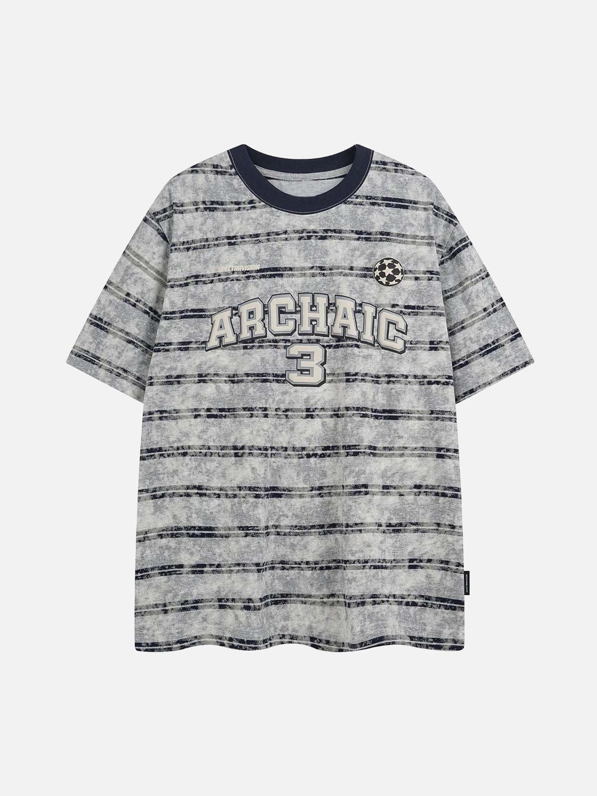 TALISHKO Graphic Lettering Striped Oversized T-Shirt