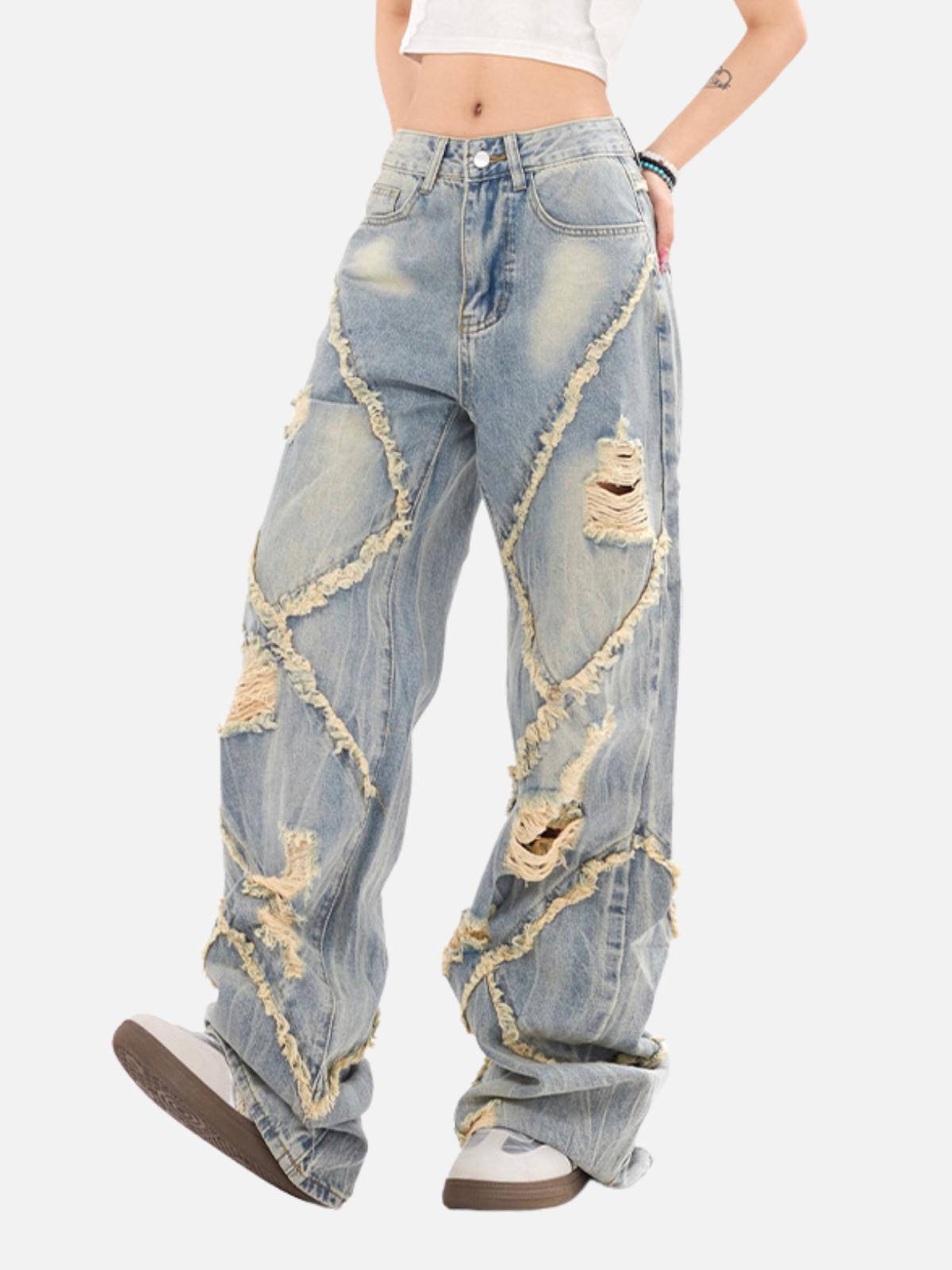 TALISHKO Distressed Fringe Loose Jeans