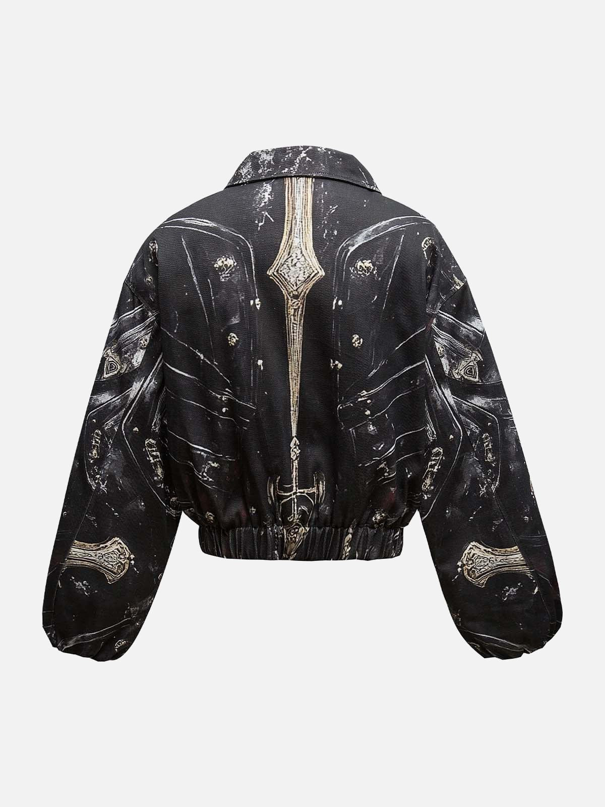 TALISHKO Cross Printed Zip Up Quilted Bomber Jacket