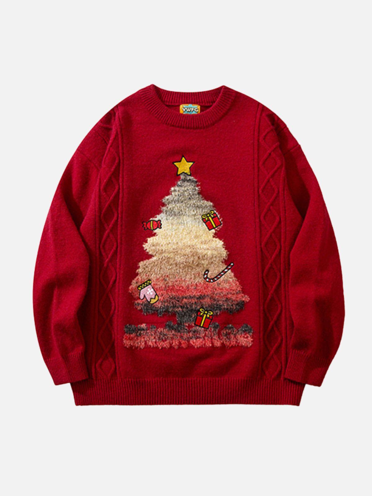 TALISHKO Christmas Tree Embroidery Print Sweater