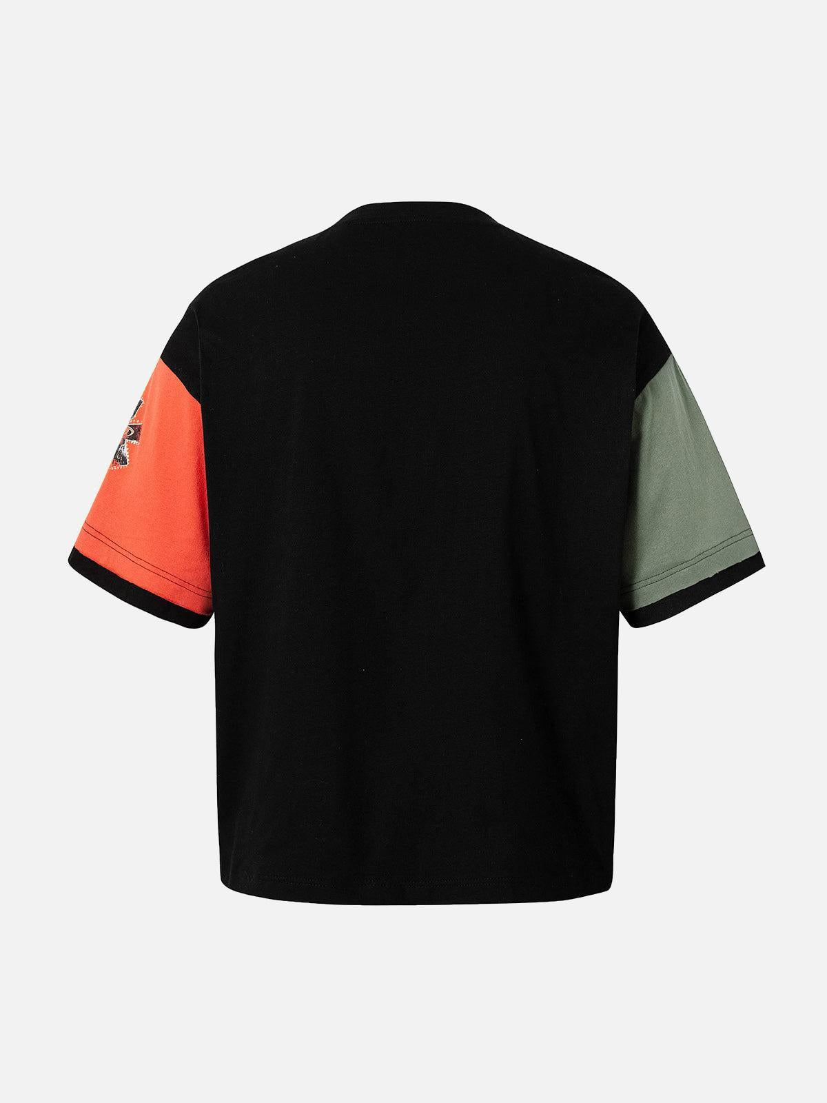 TALISHKO Contrast Color Patchwork Print T-Shirt