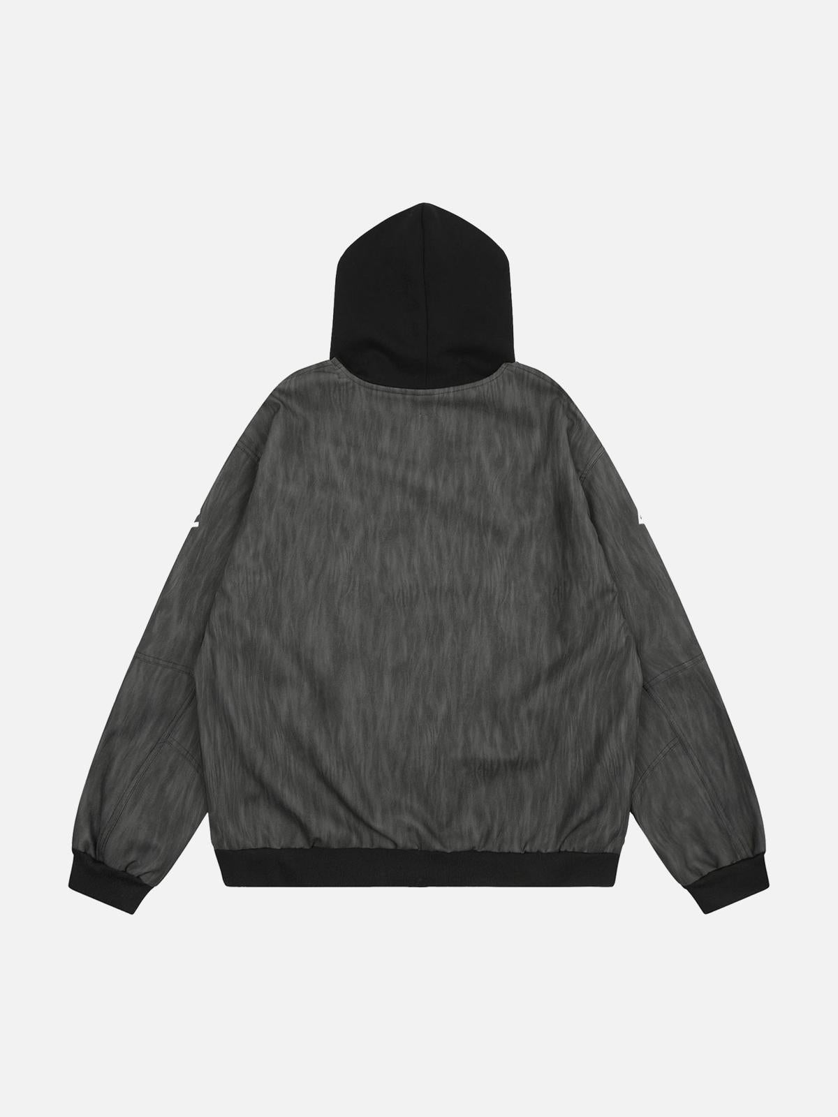 TALISHKO Patchwork Print Zip Up Hooded Jacket