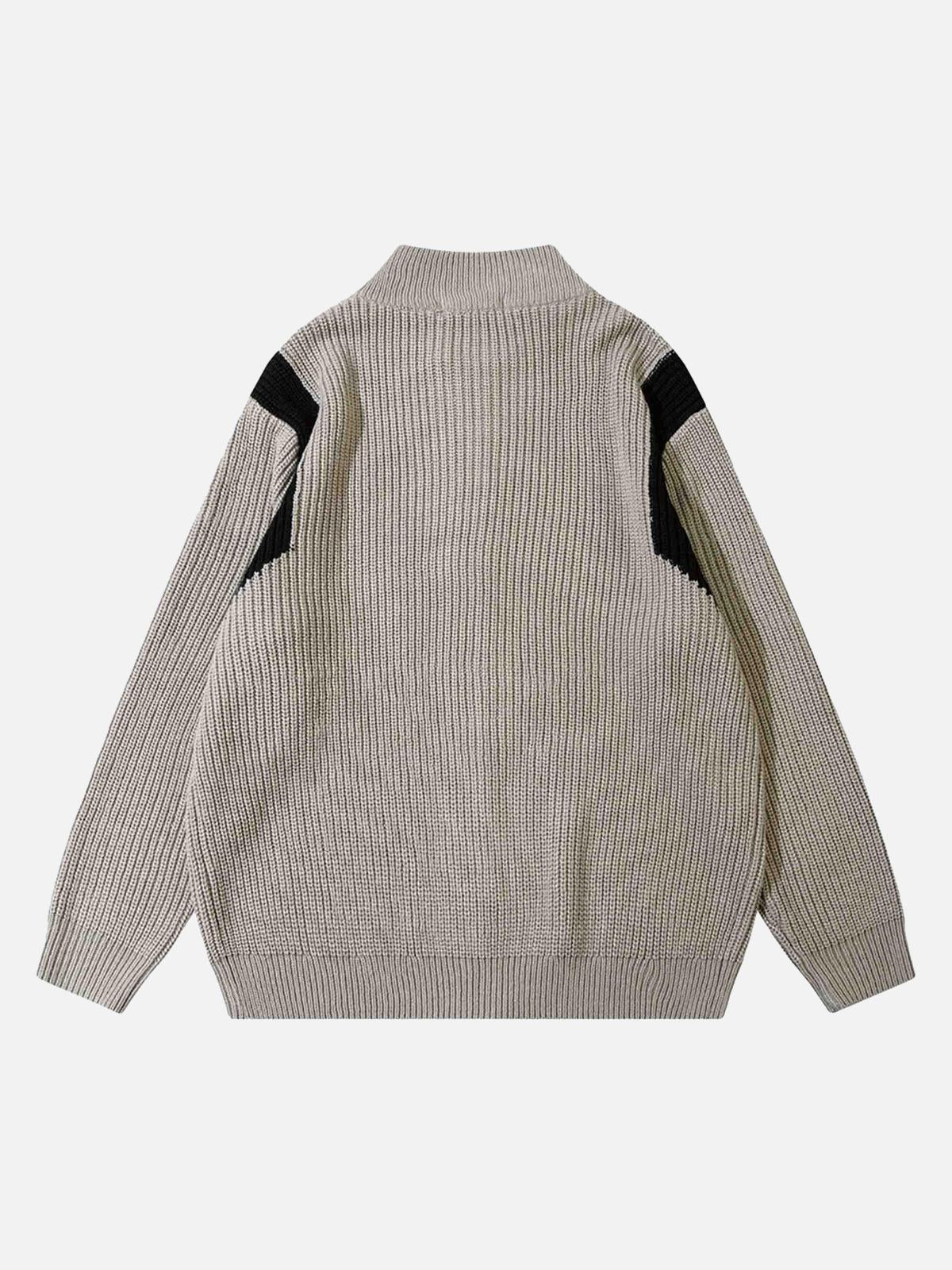 TALISHKO Color Block Zipper Sweater Jacket