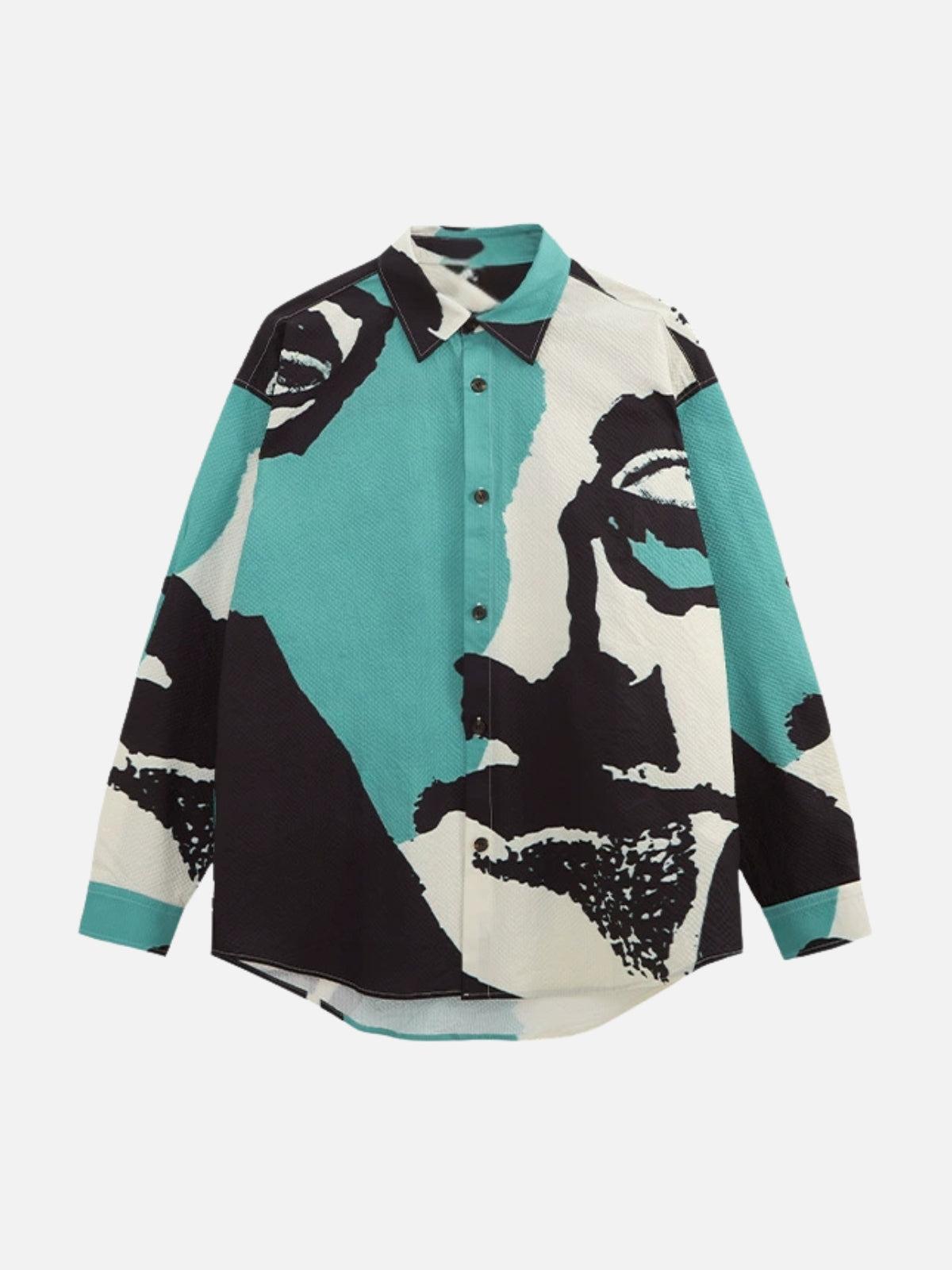 TALISHKO American Graffiti Abstract Portrait Seersucker Shirt