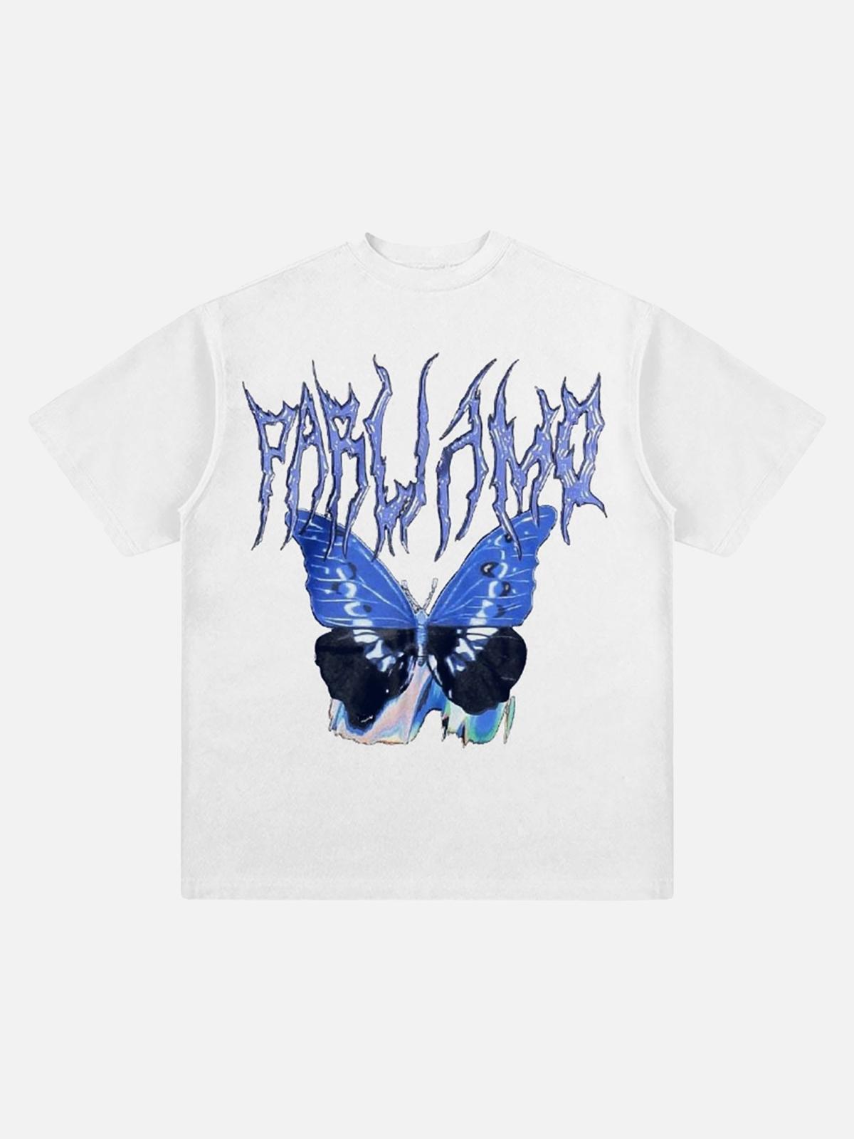 TALISHKO Vintage Butterfly Print Loose T-Shirt