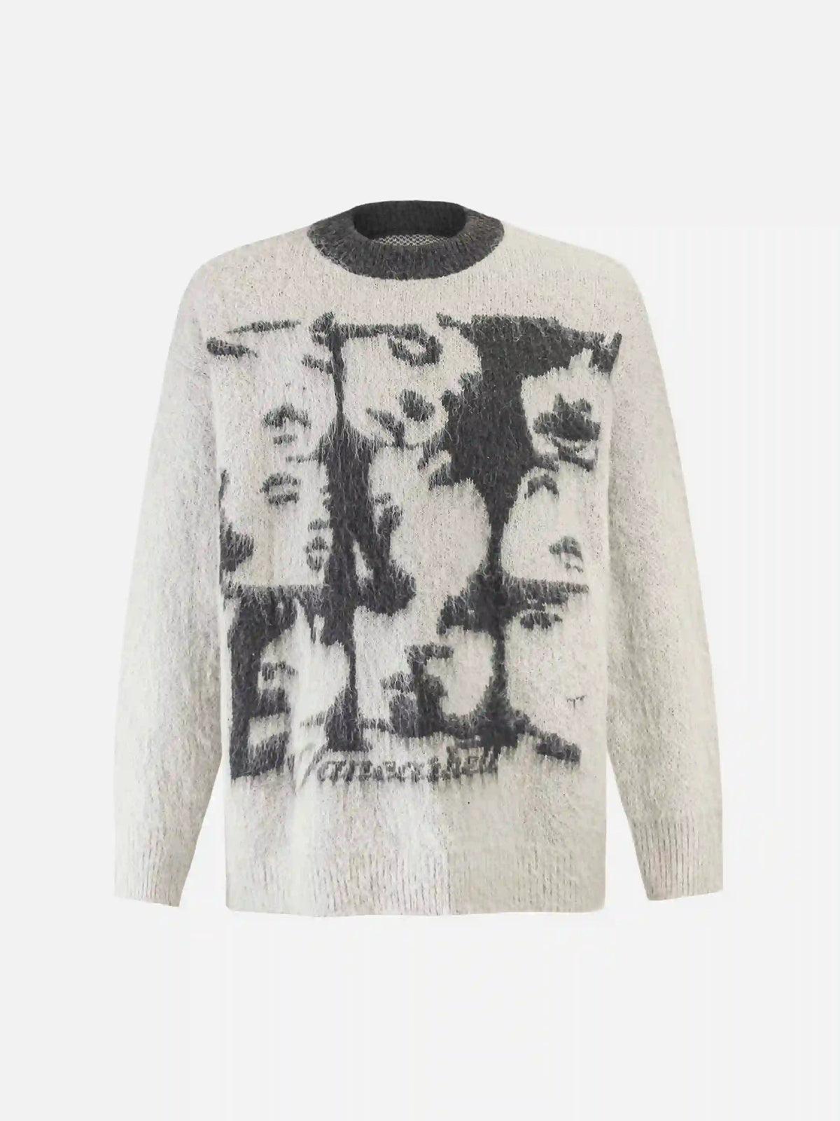 TALISHKO Facial Pattern Mohair Sweater