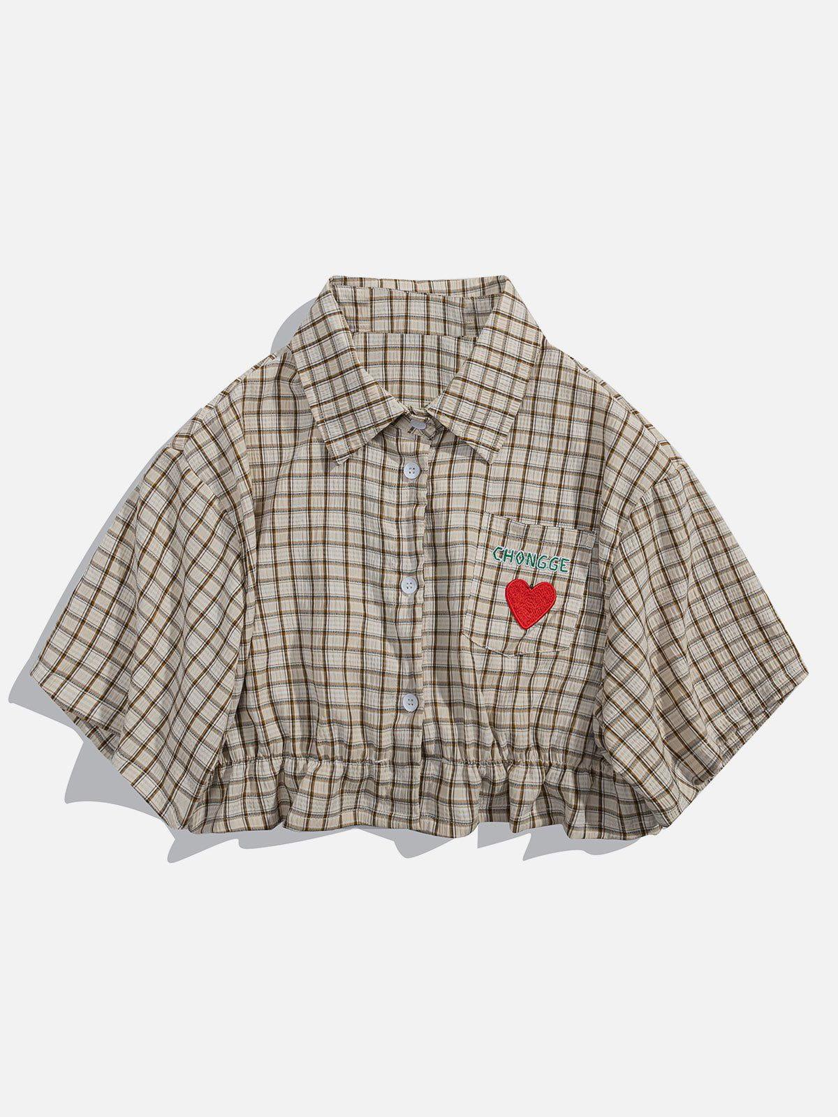 TALISHKO Love Embroidered Plaid Tee