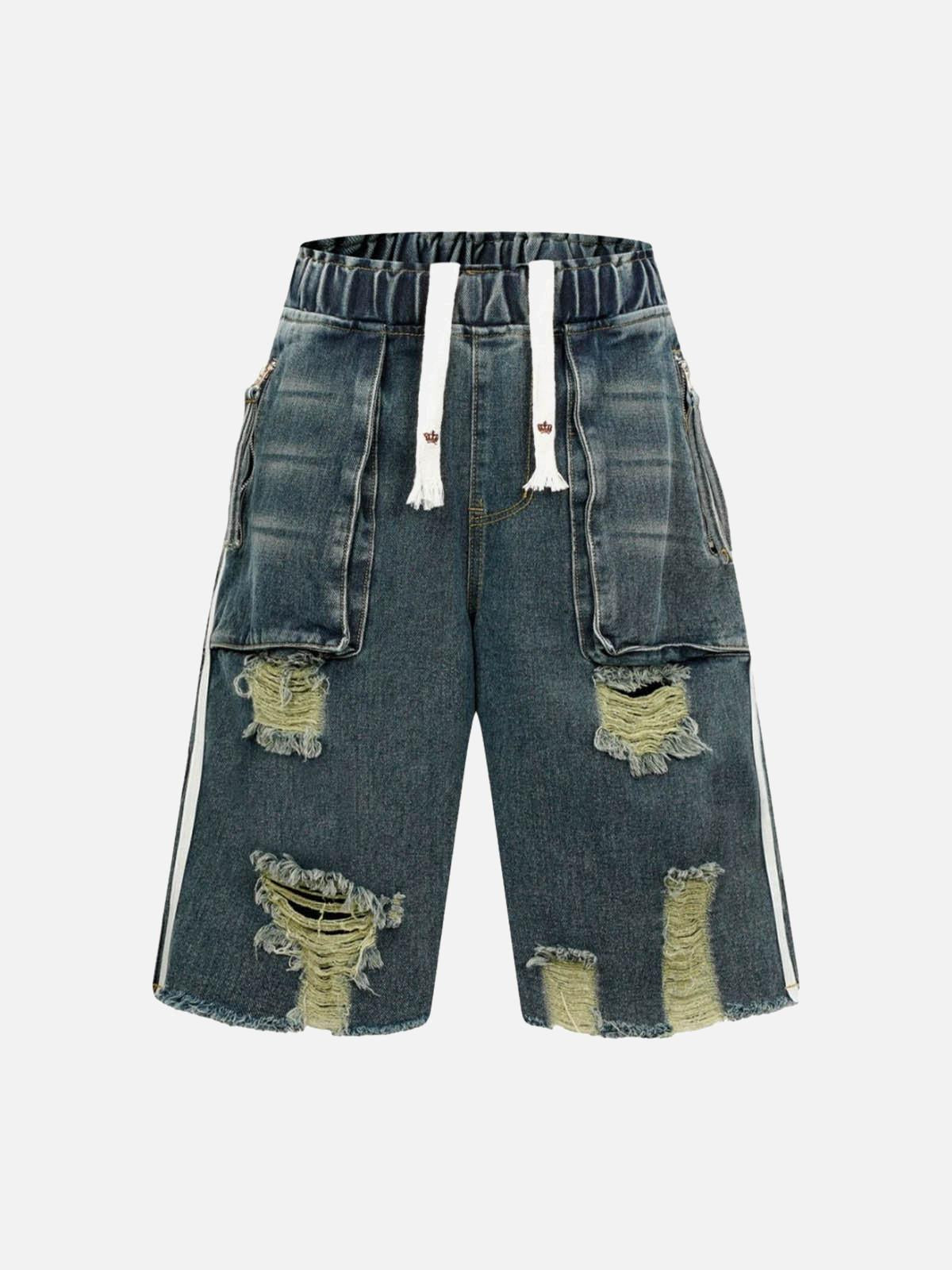 TALISHKO Distressed Cargo Denim Shorts