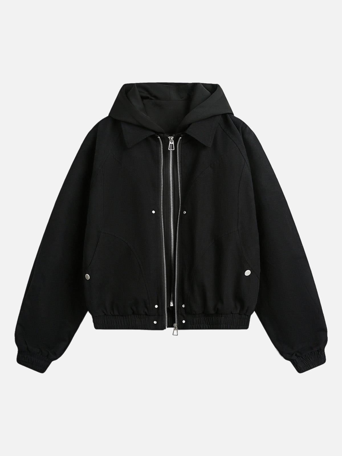 TALISHKO Deconstructed Split Faux Two-Piece Hooded Jacket
