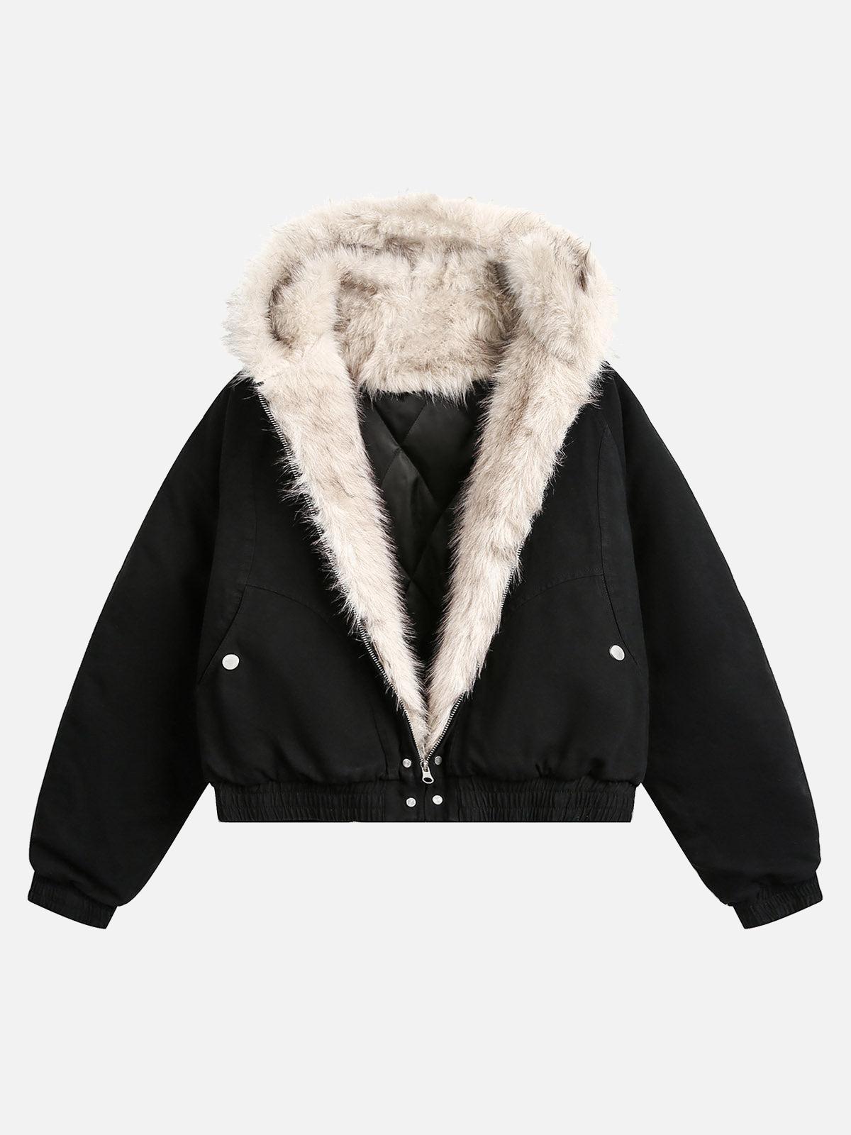 TALISHKO Spliced Fur Hooded Quilted Jacket