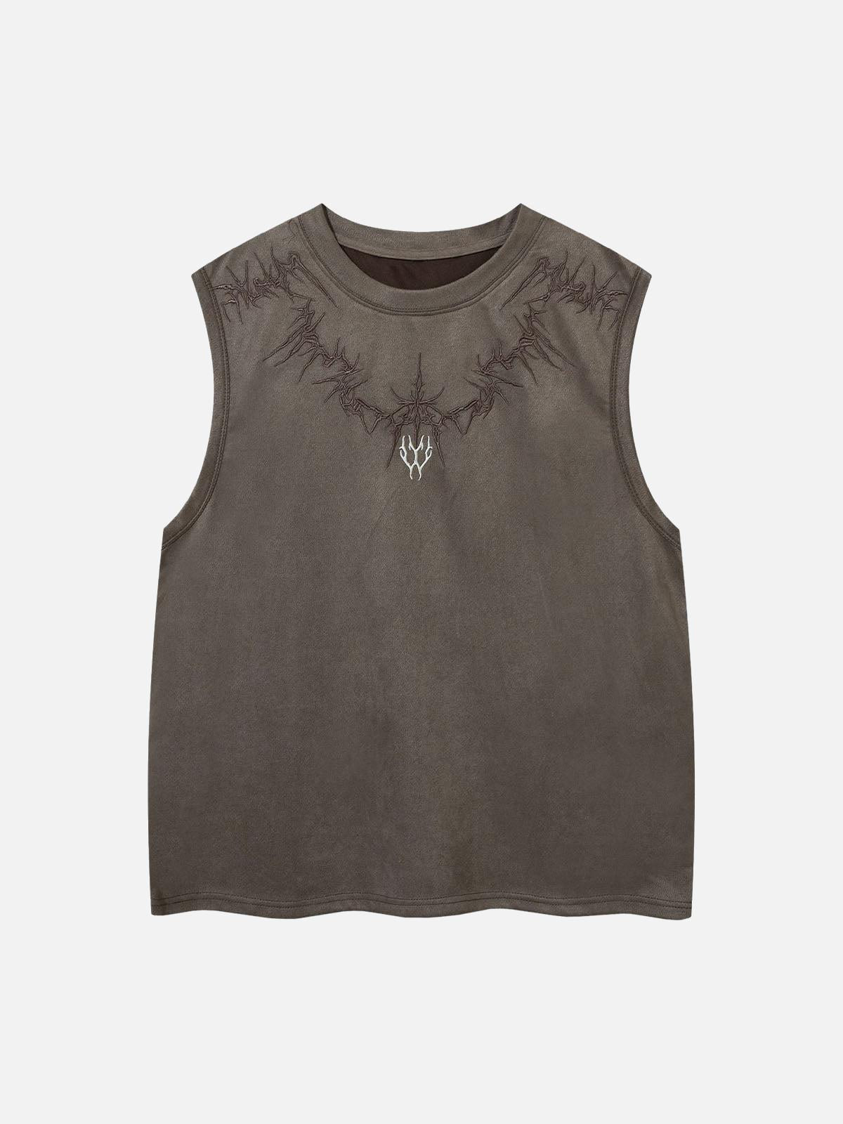 TALISHKO Suede Thorn Embroidered Vest