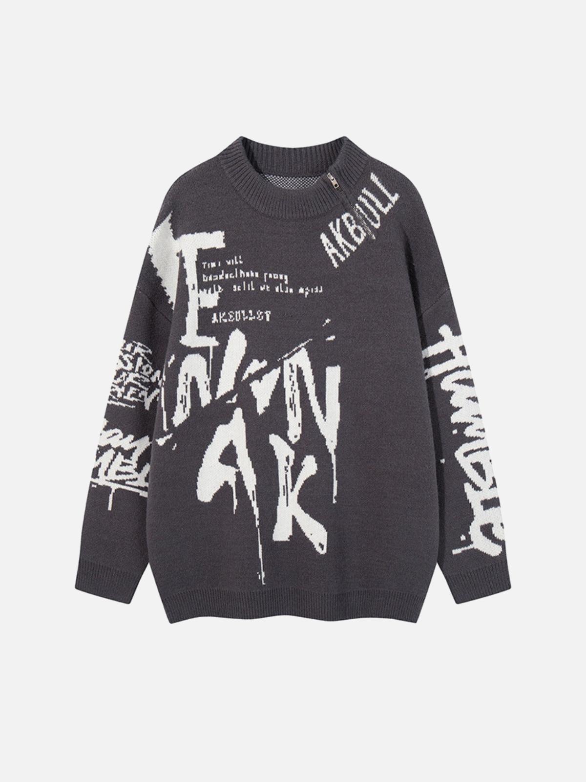TALISHKO Street Letter Graffiti Jacquard Sweater