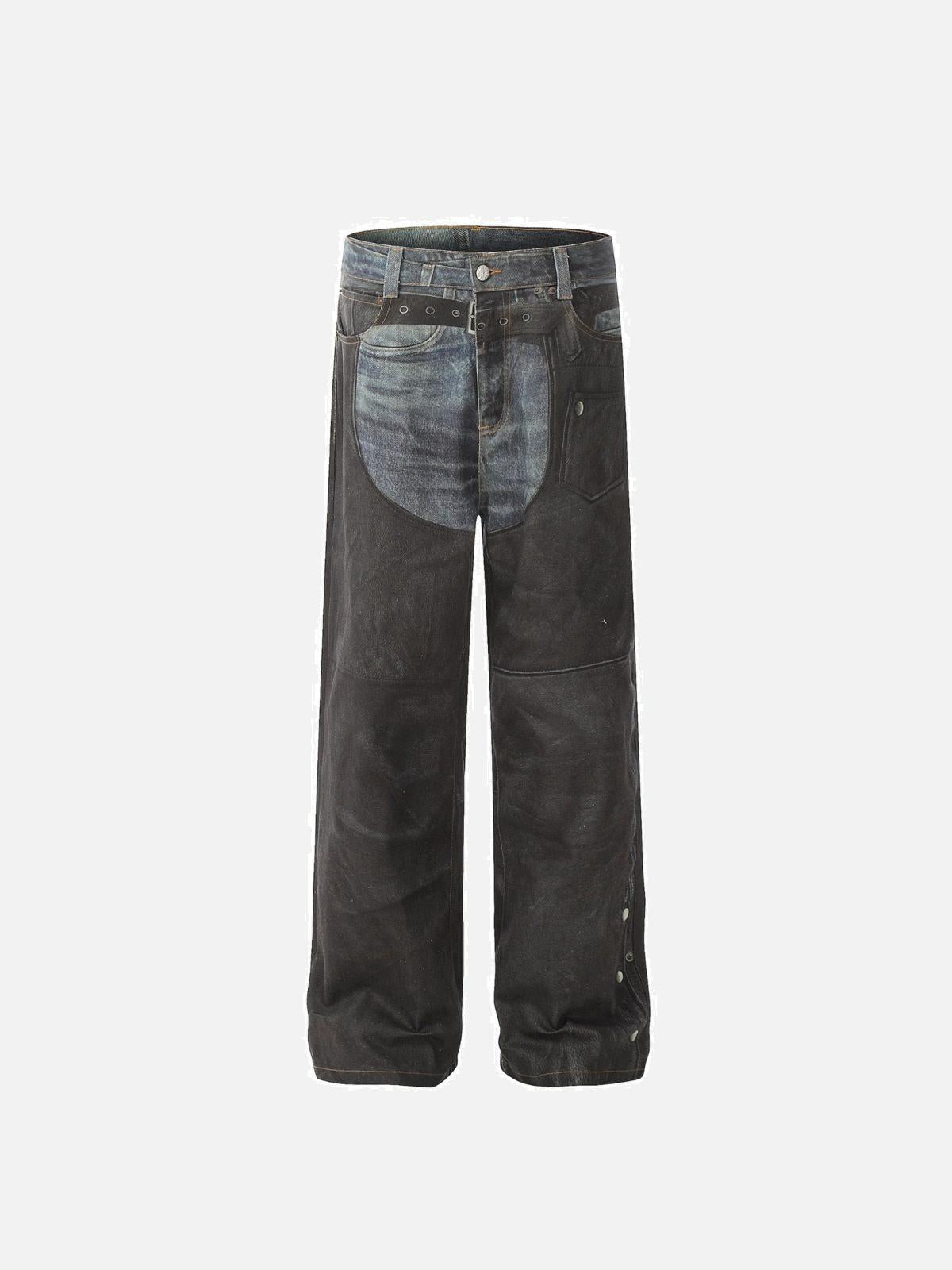 TALISHKO Digital 3D Printed Fake Two Pair Jeans
