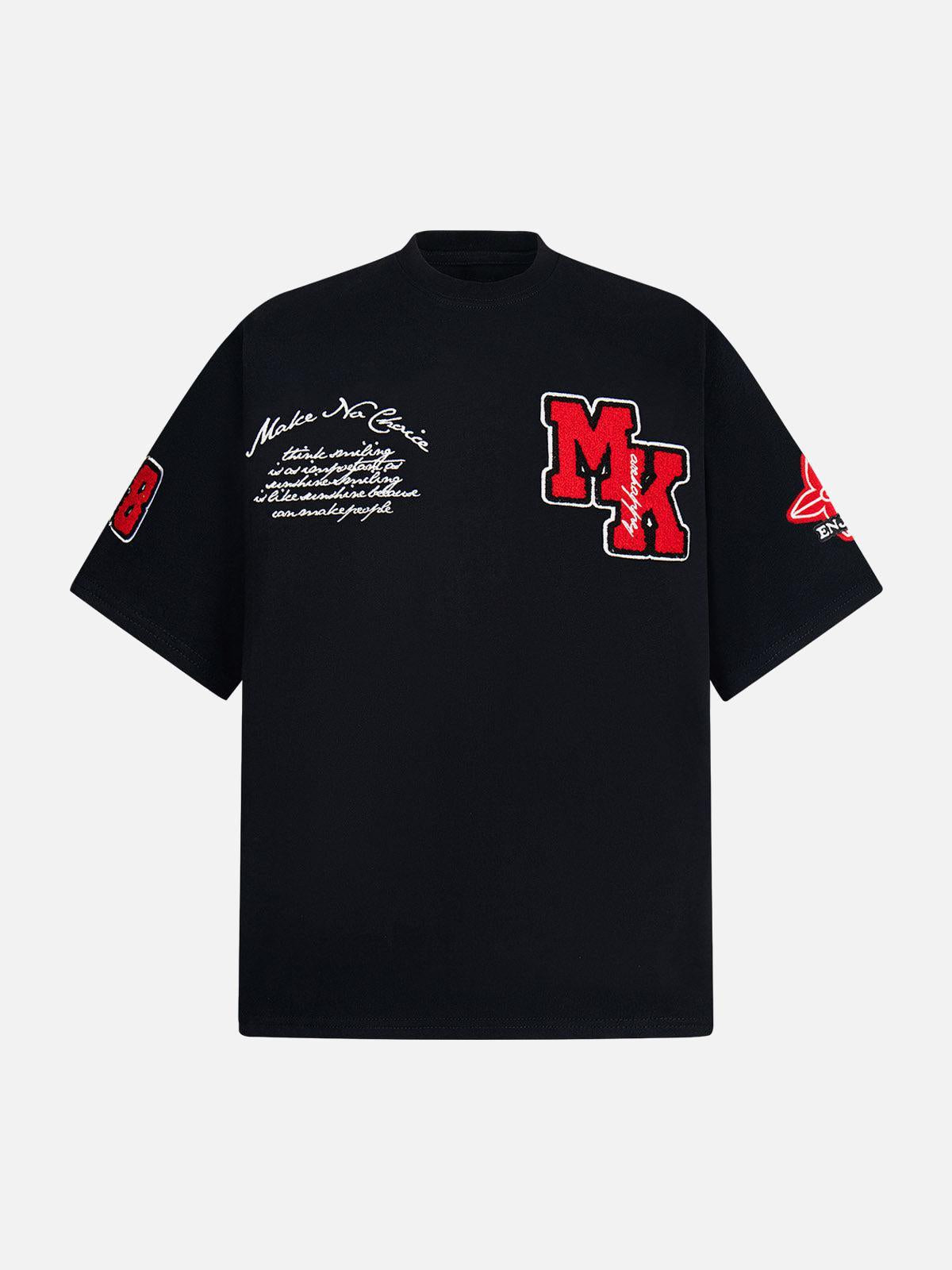 TALISHKO Retro Motorcycle Style Heavy Patch Embroidered T-Shirt