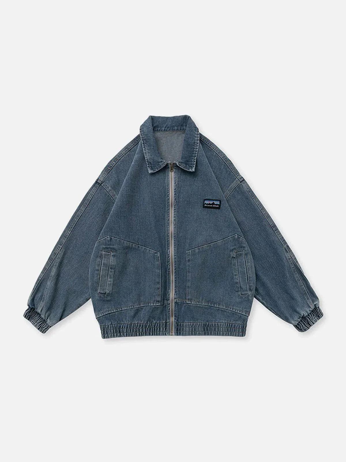 TALISHKO Distressed Solid Color Denim Jacket