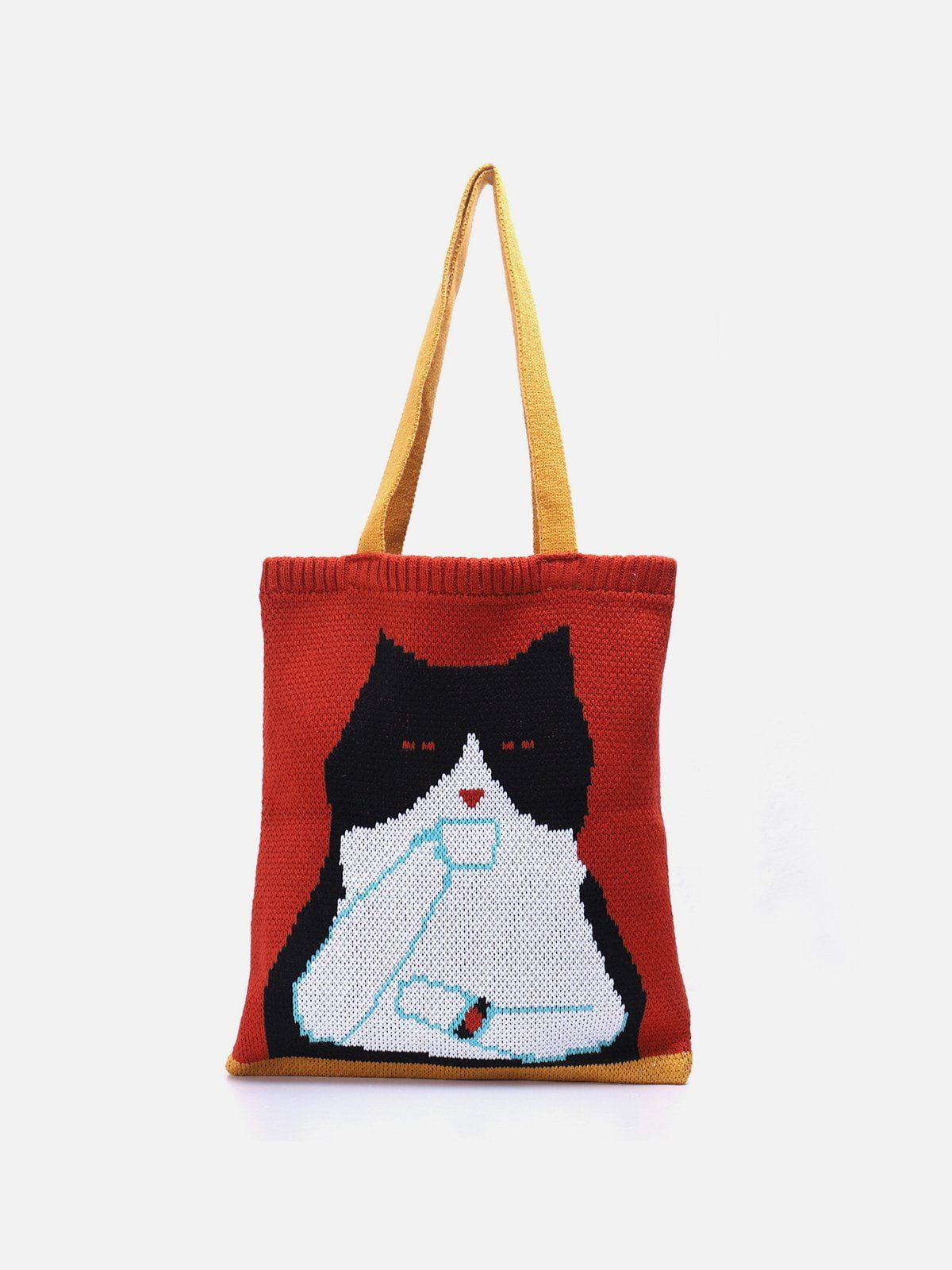 TALISHKO Cat Graphic Knit Bag