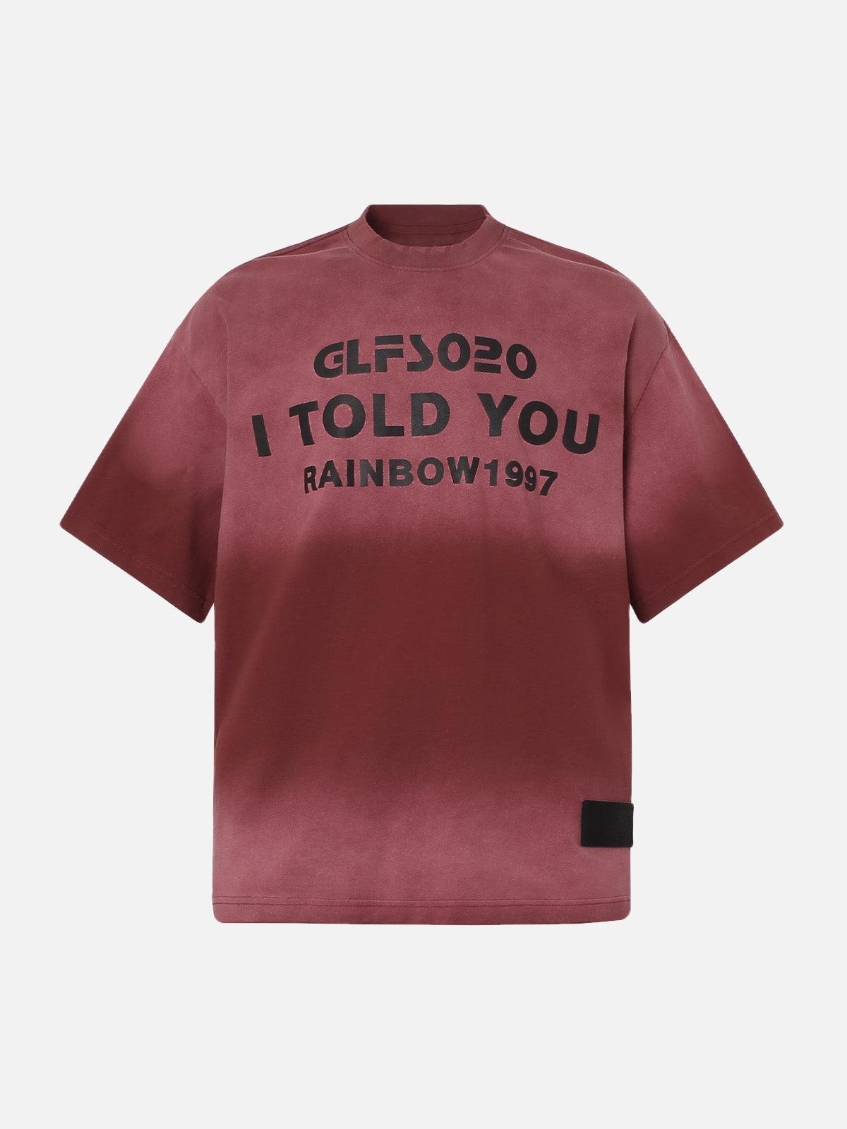 TALISHKO Distressed Gradient Lettering Print T-Shirt