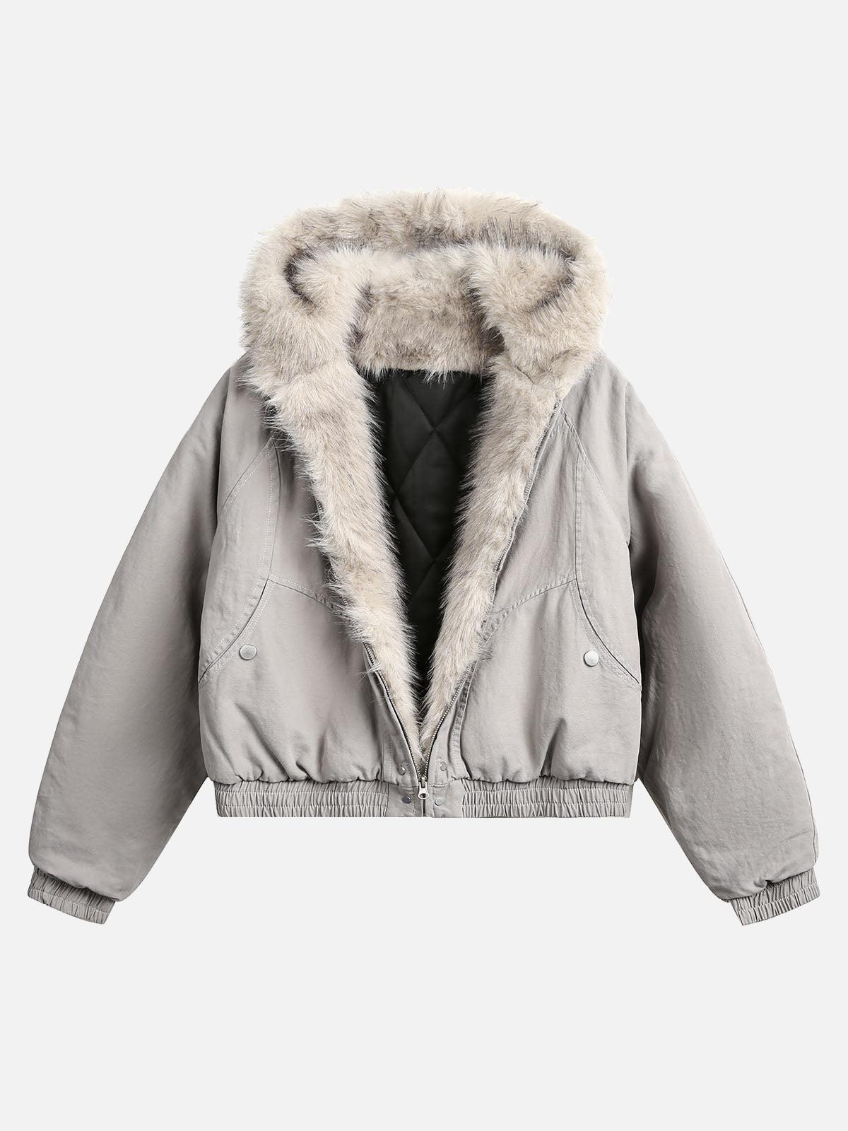 TALISHKO Spliced Fur Hooded Quilted Jacket