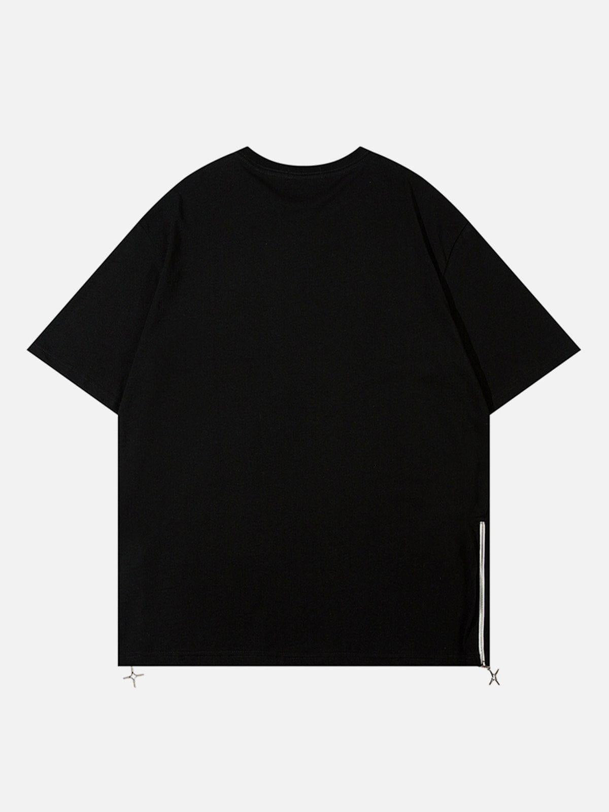 TALISHKO Solid Color Zipper Star Tee