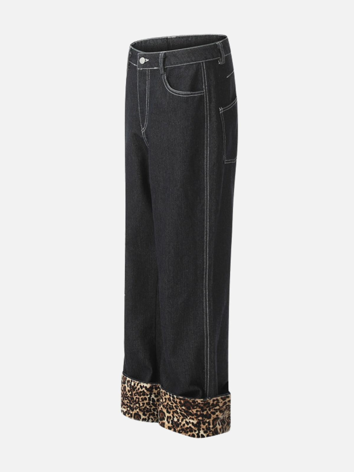 TALISHKO Patchwork Leopard Print Jeans