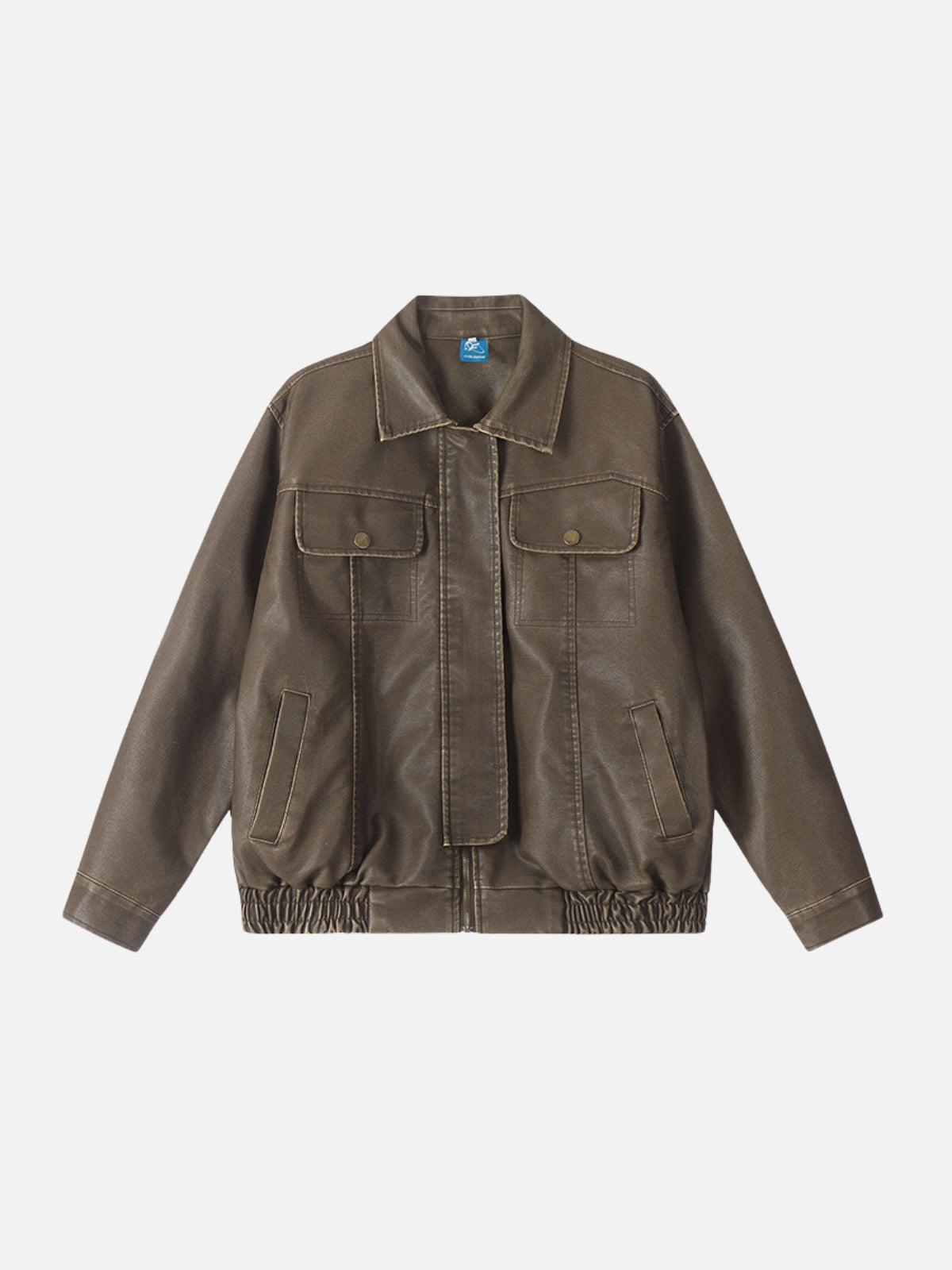 TALISHKO Basic Pocket Faux Leather Jacket
