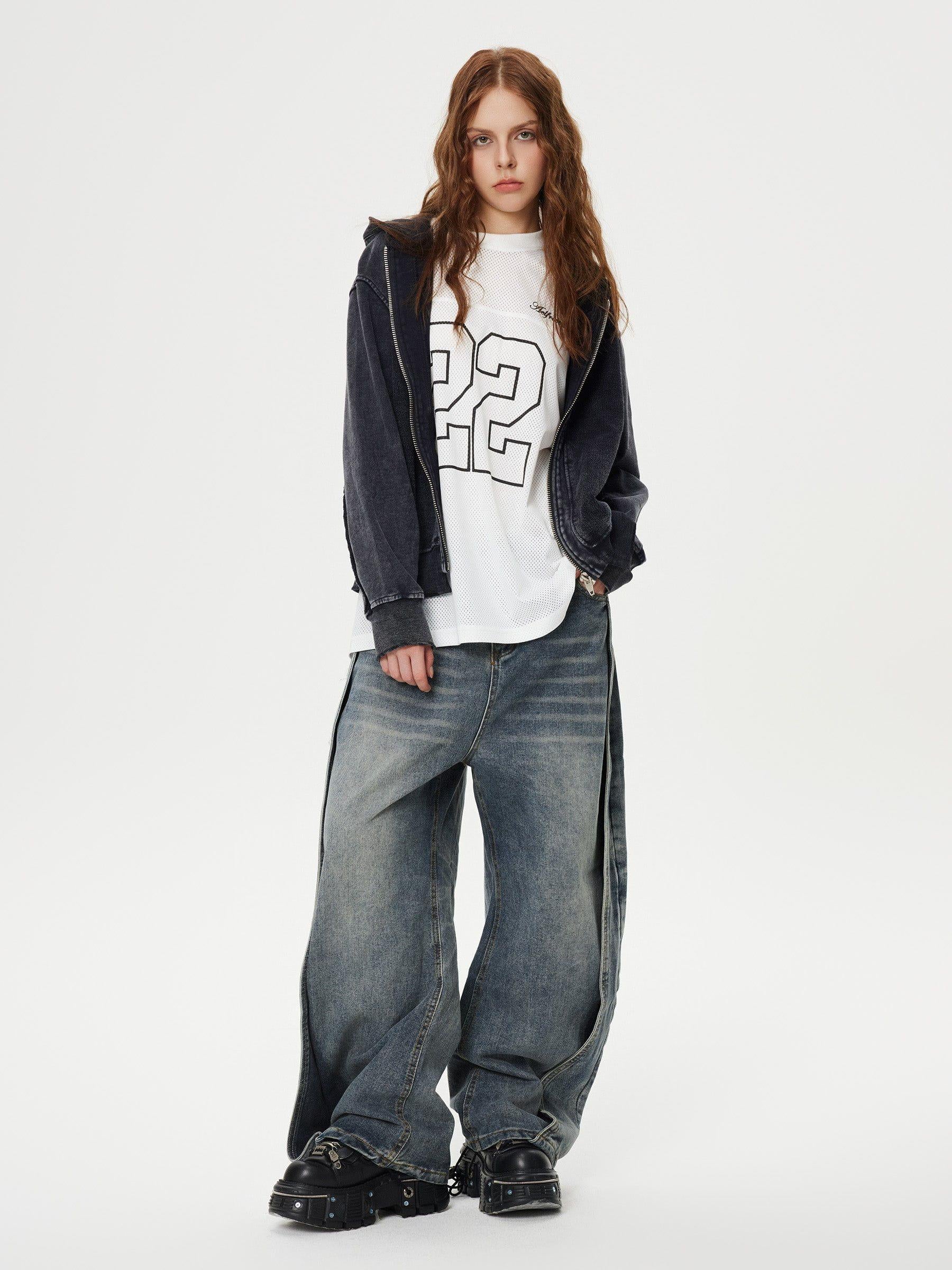 TALISHKO Deconstruction Patchwork Washed Loose Jeans