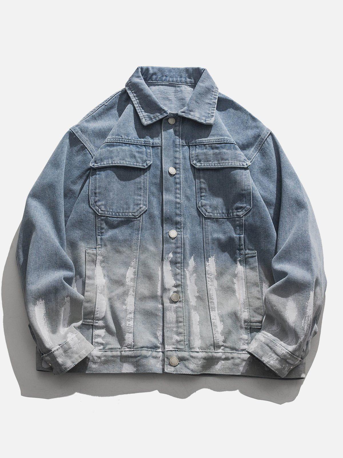 TALISHKO Striped Washed Ombré Denim Jacket