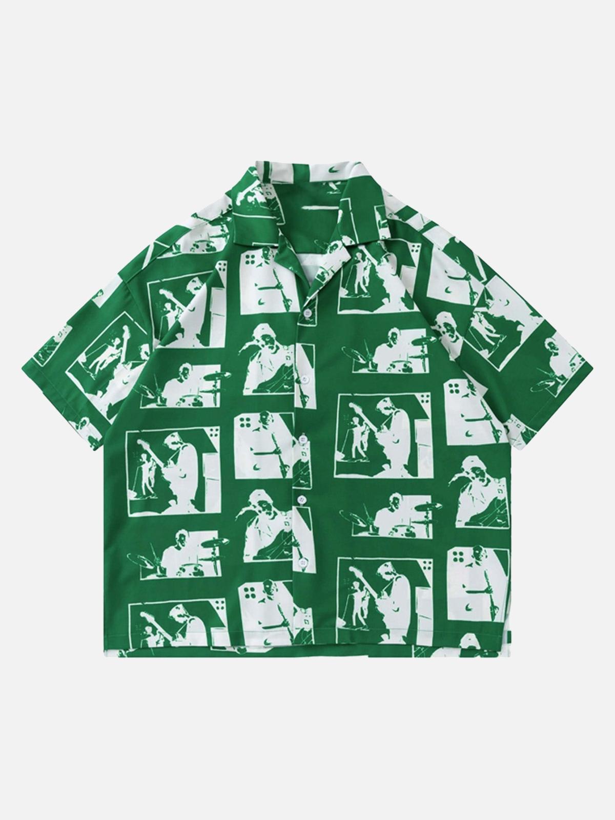 TALISHKO Portrait Pattern Short-Sleeved Shirt