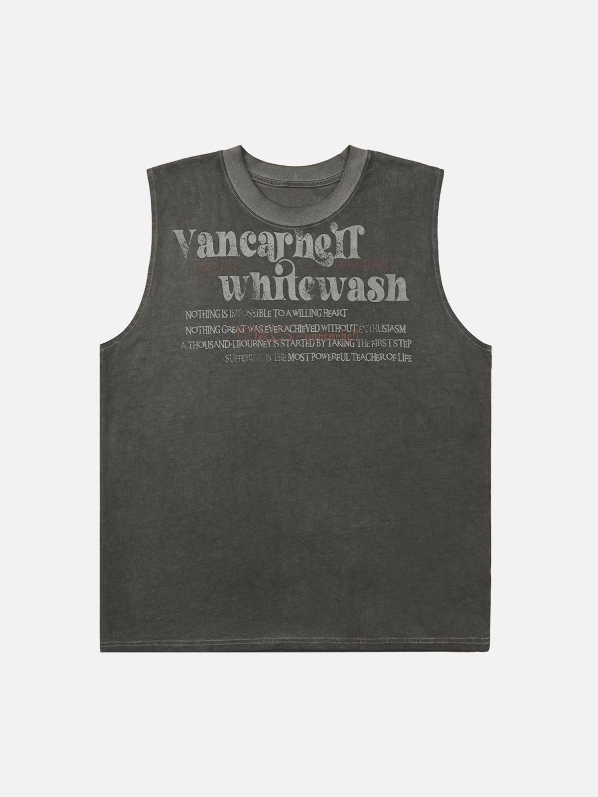 TALISHKO Heavy Worker Washed And Broken Retro Font Vest