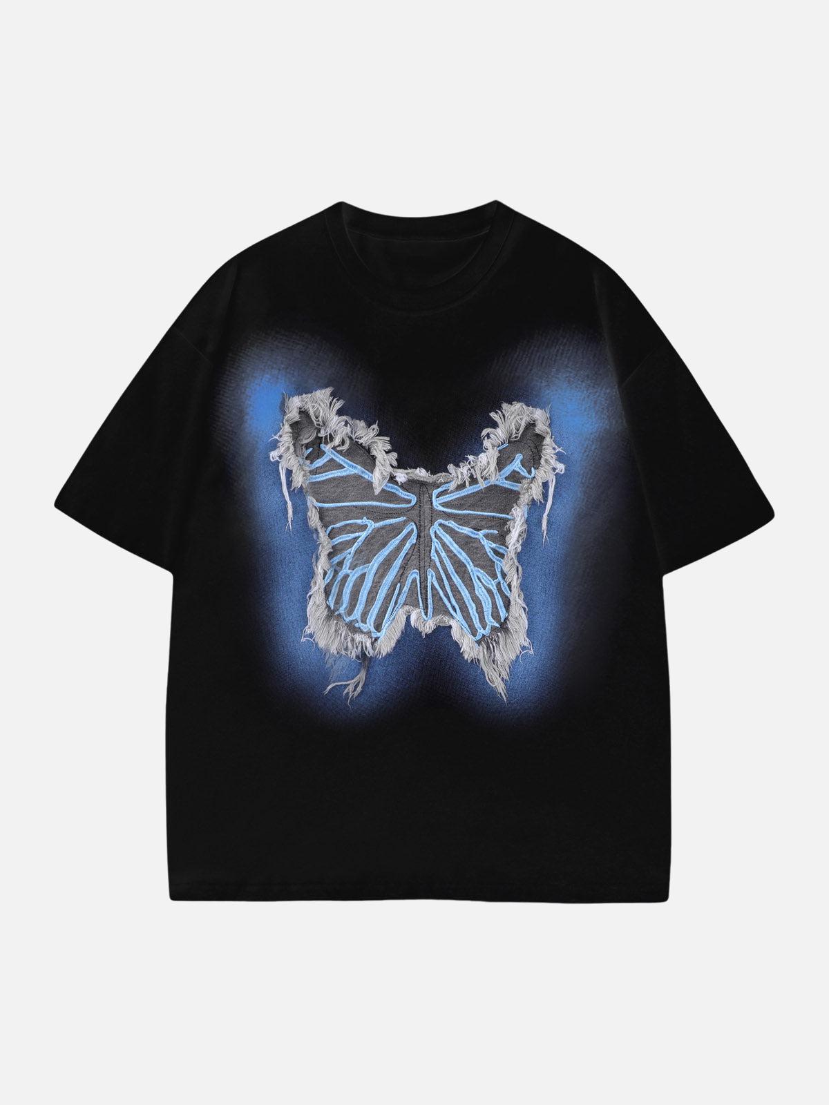 TALISHKO Butterfly Patch Embroidered Graphic T-Shirt